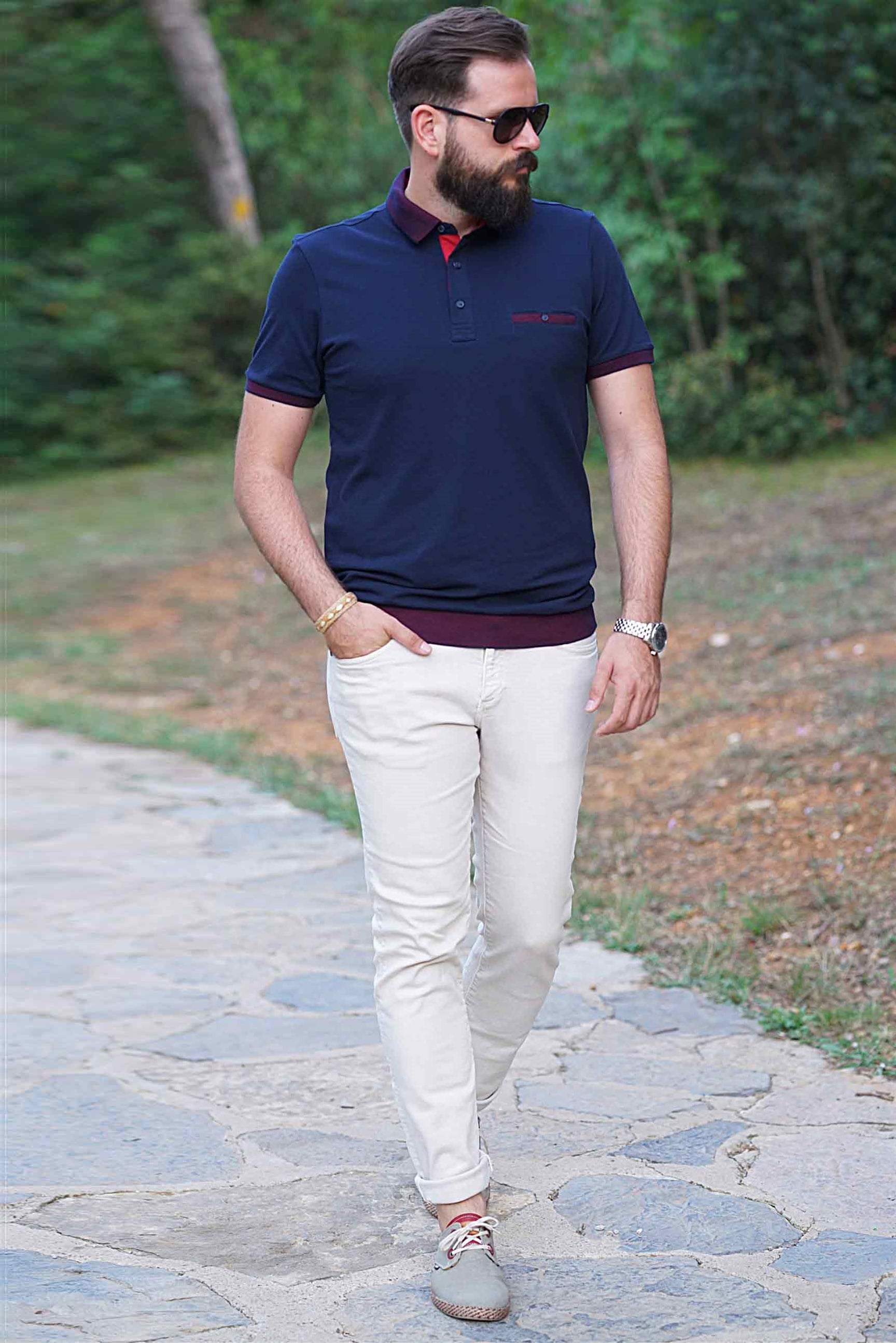 Ferraro Erkek Altı Lastik Polo Yaka T-Shirt - Lacivert