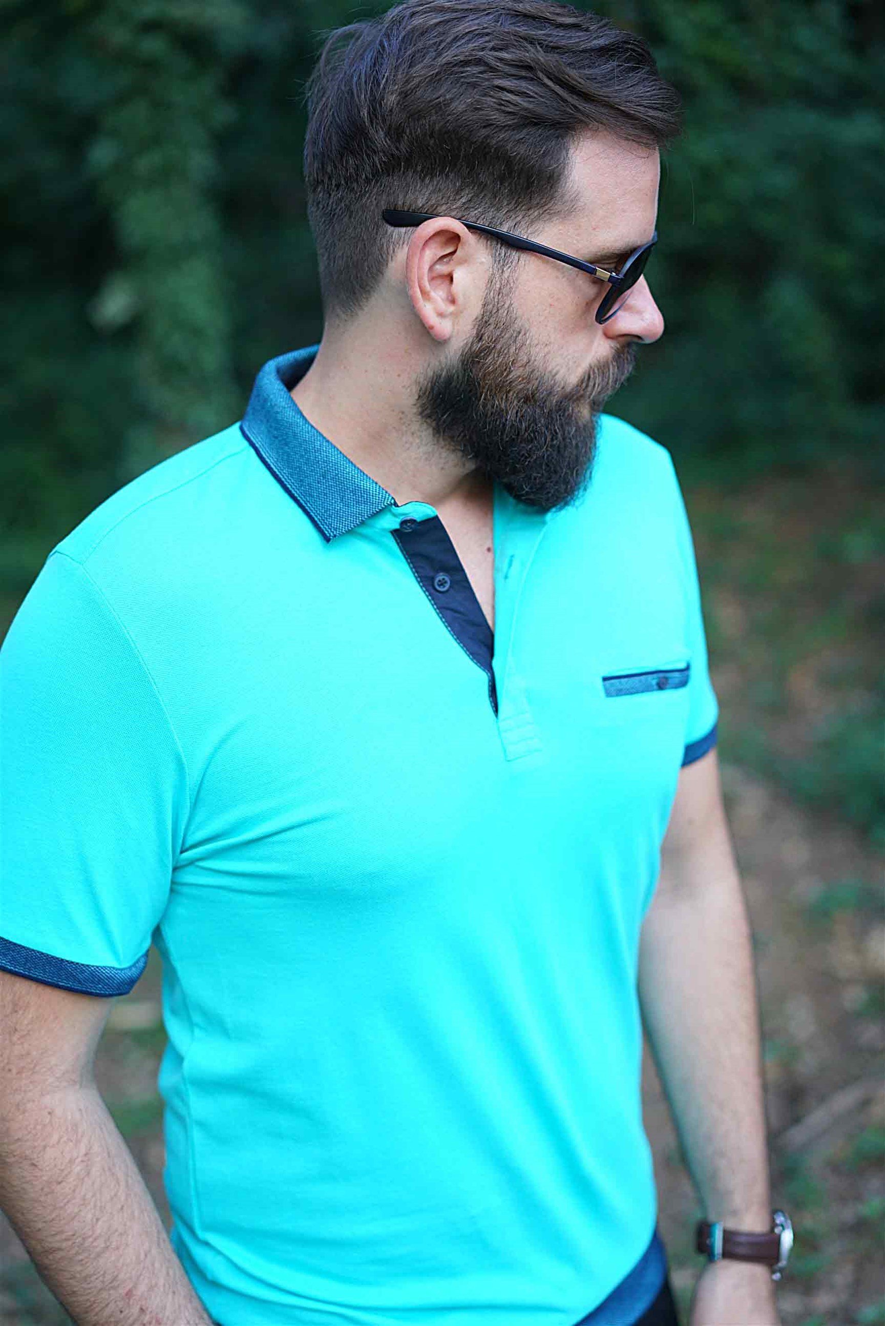 Ferraro Erkek Altı Lastik Polo Yaka T-Shirt - Açık Yeşil