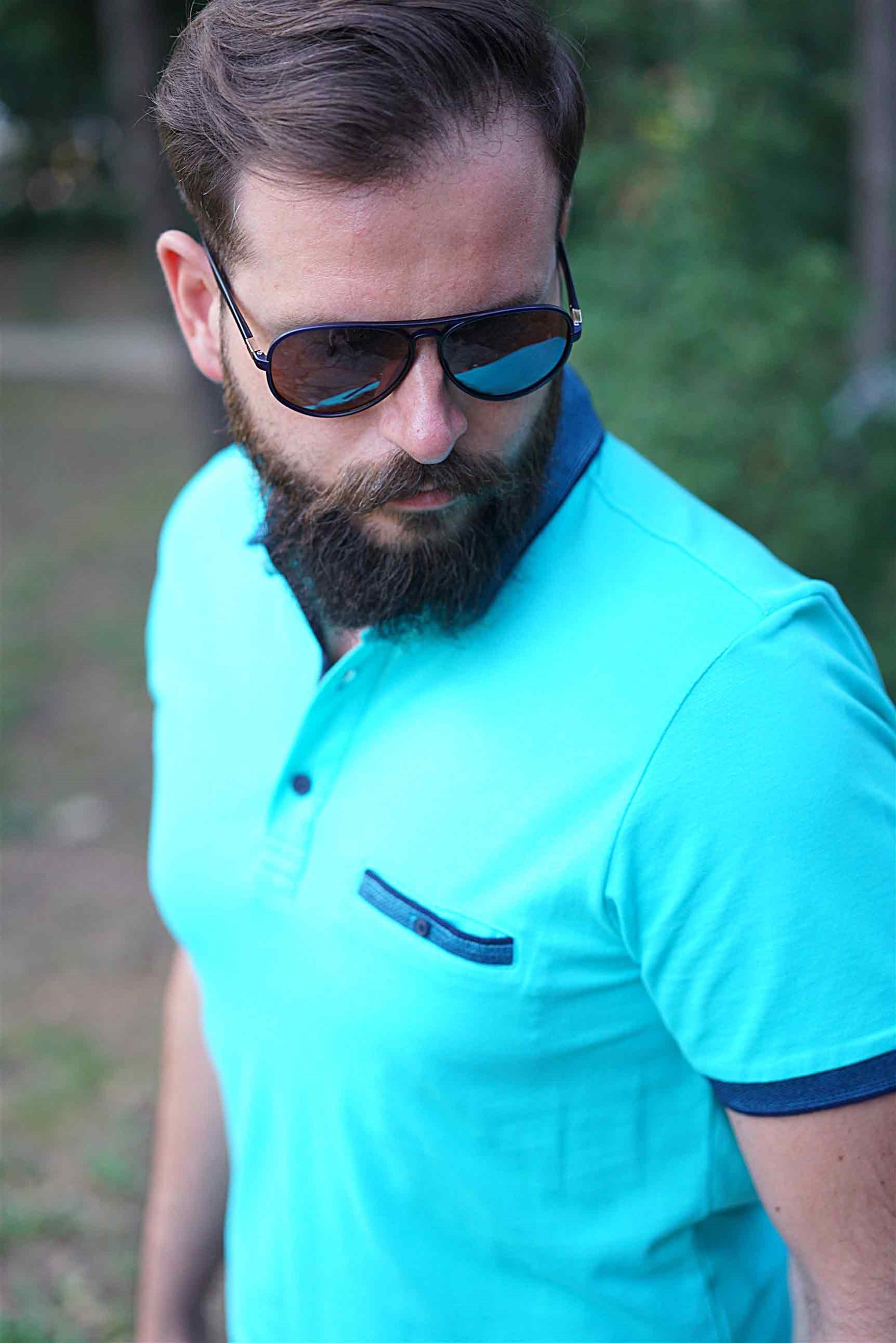 Ferraro Erkek Altı Lastik Polo Yaka T-Shirt - Açık Yeşil