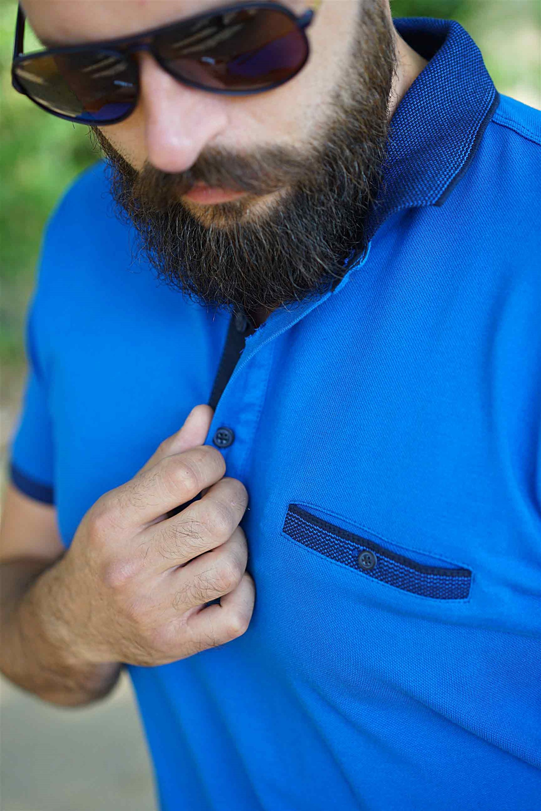 Ferraro Erkek Altı Lastik Polo Yaka T-Shirt - Saks