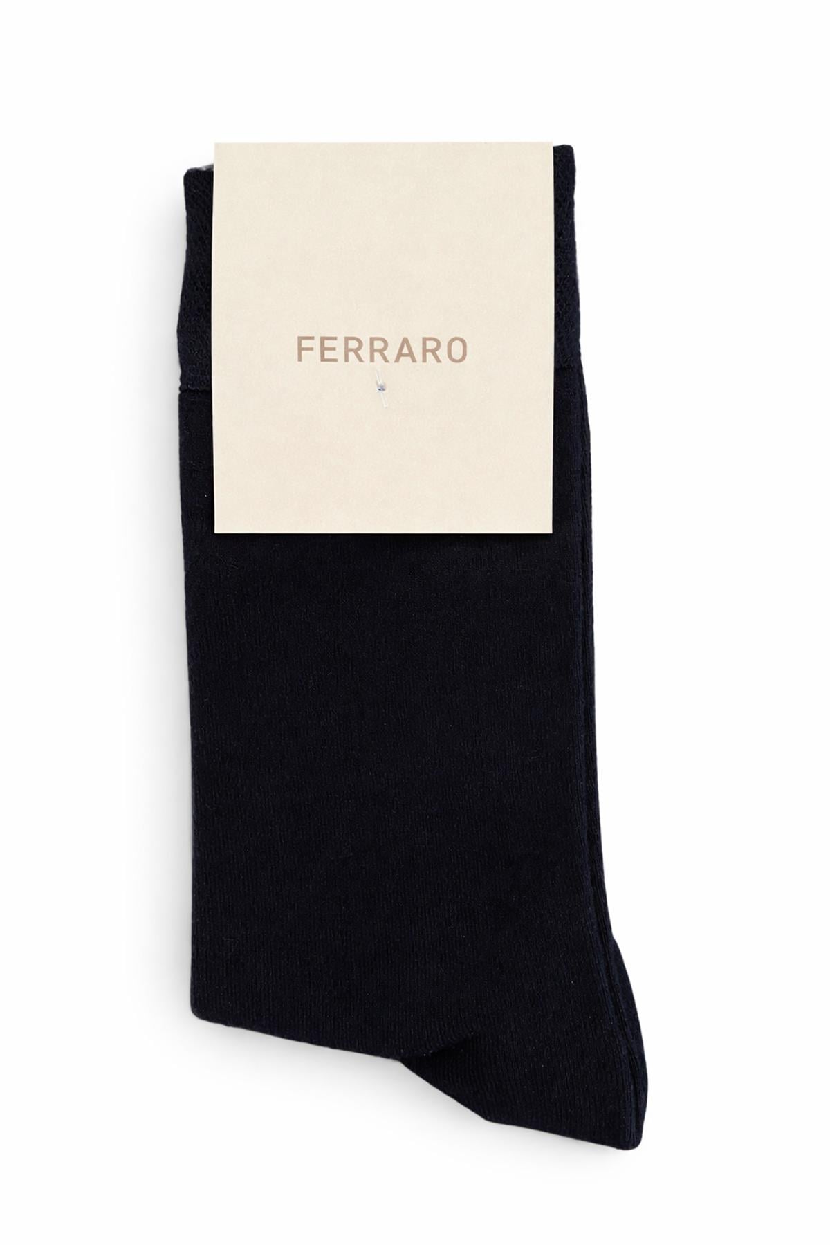 Ferraro Erkek Bambu Çorap 2'li Set Lacivert Siyah Nefes Alan Yumuşak Klasik Uzun Çorap