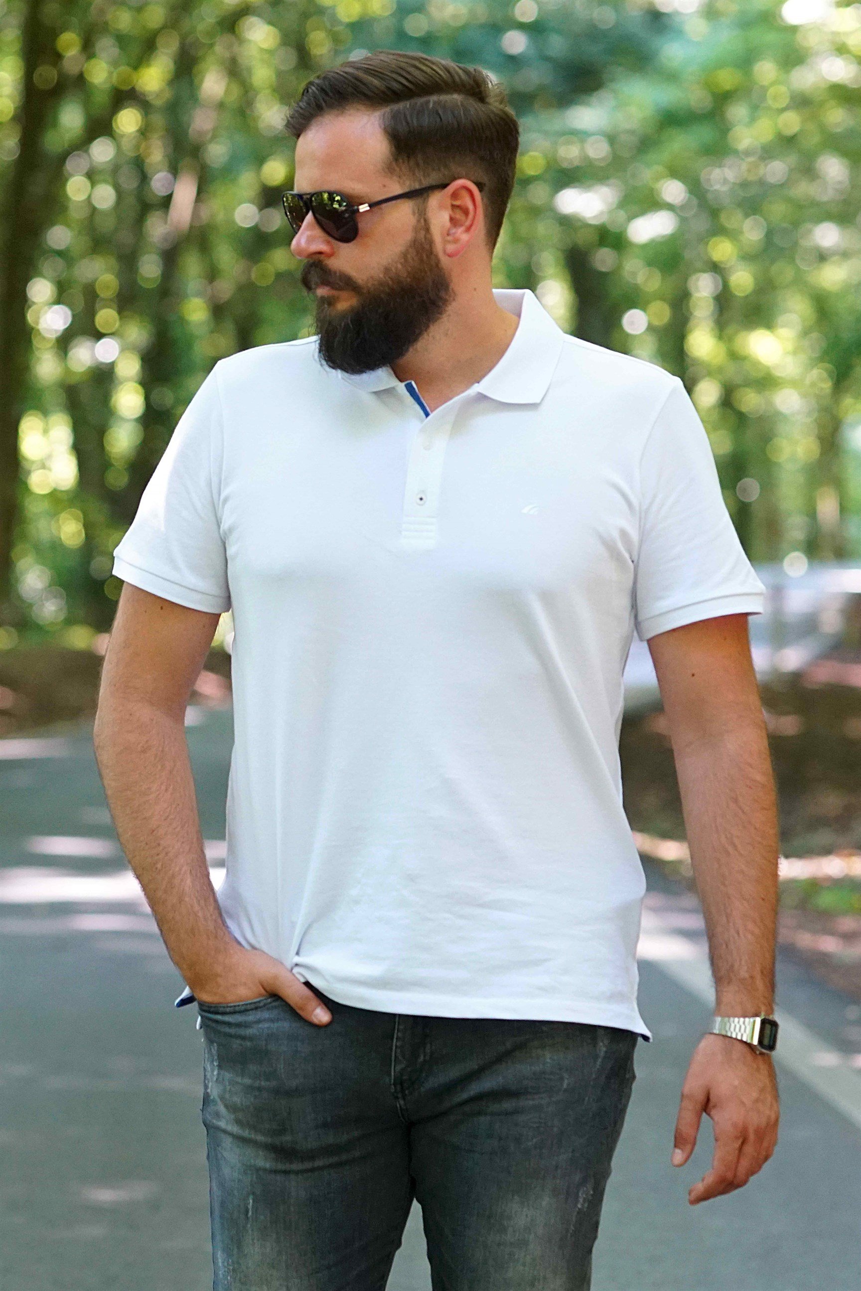 Ferraro Erkek Polo Yaka T-Shirt - Beyaz