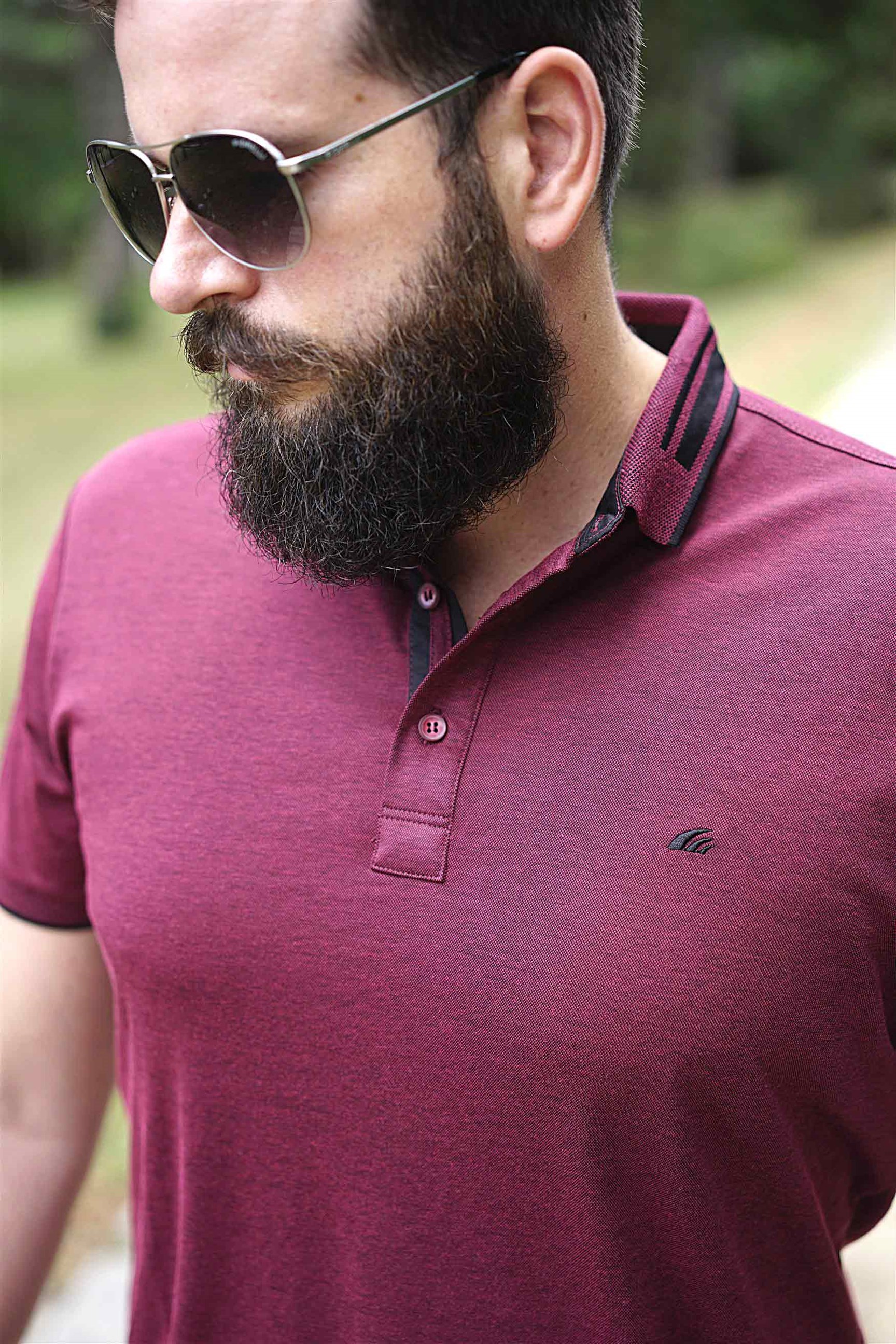 Ferraro Erkek Triko Yaka T-Shirt - Bordo