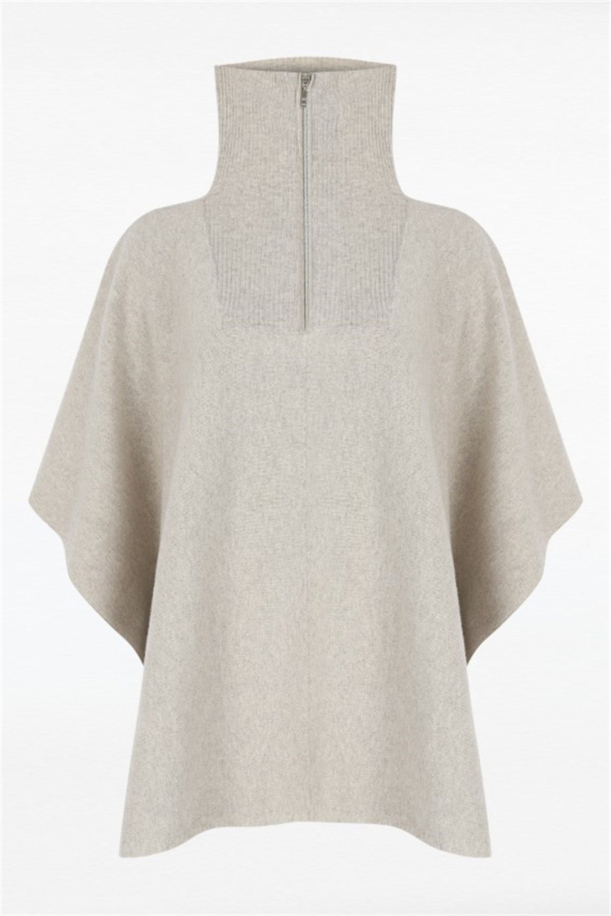 Ferraro Fermuarlı Kaşmirli Kadın Triko Panço