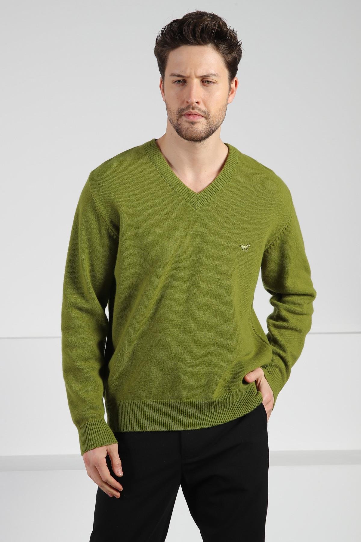 Ferraro Fiato V Yaka Erkek Uzun Kollu %100 Kuzu Yünü Triko Kazak