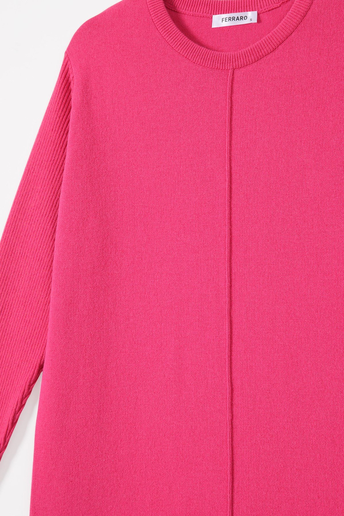 Ferraro Fuşya Yandan Yırtmaçlı Midi Boy Kaşmirli Kadın Triko Elbise