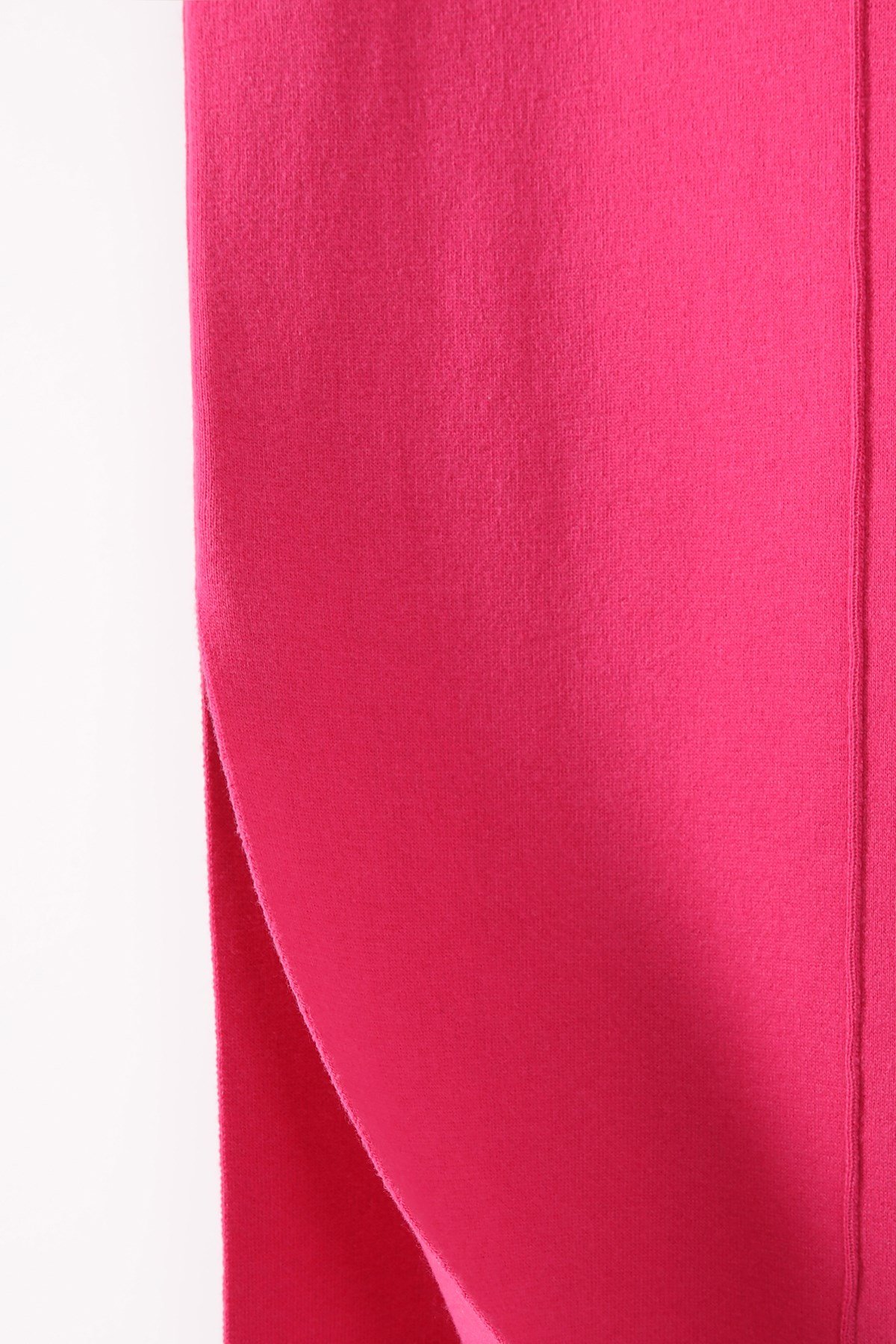 Ferraro Fuşya Yandan Yırtmaçlı Midi Boy Kaşmirli Kadın Triko Elbise