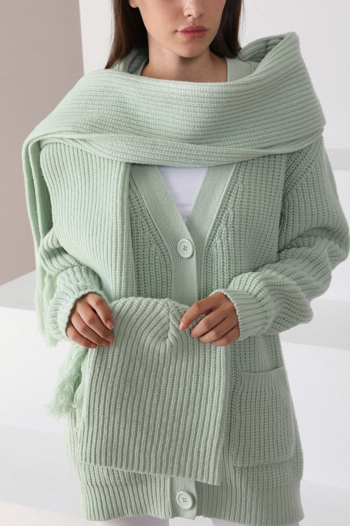 Ferraro Gin Kuzu Yünü Kadın Atkı Bere Takımı