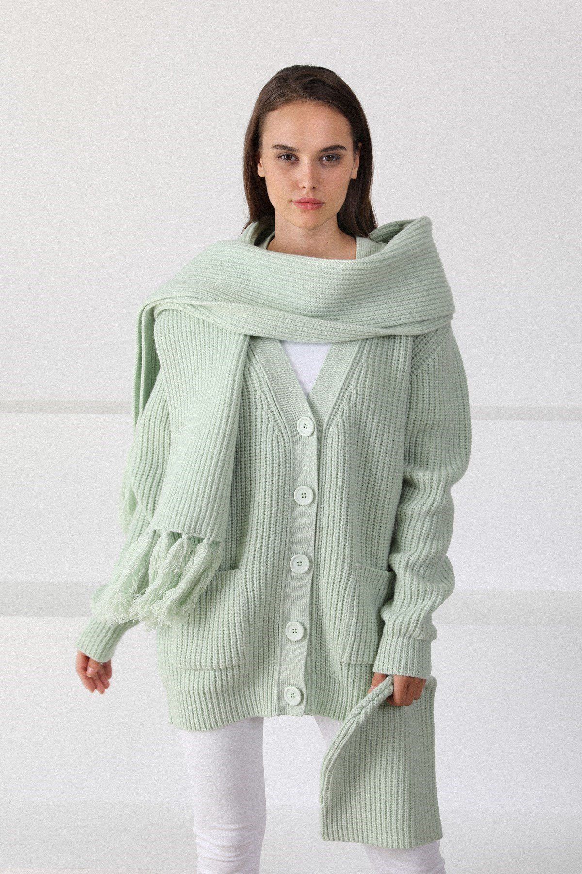 Ferraro Gin Kuzu Yünü Kadın Atkı Bere Takımı