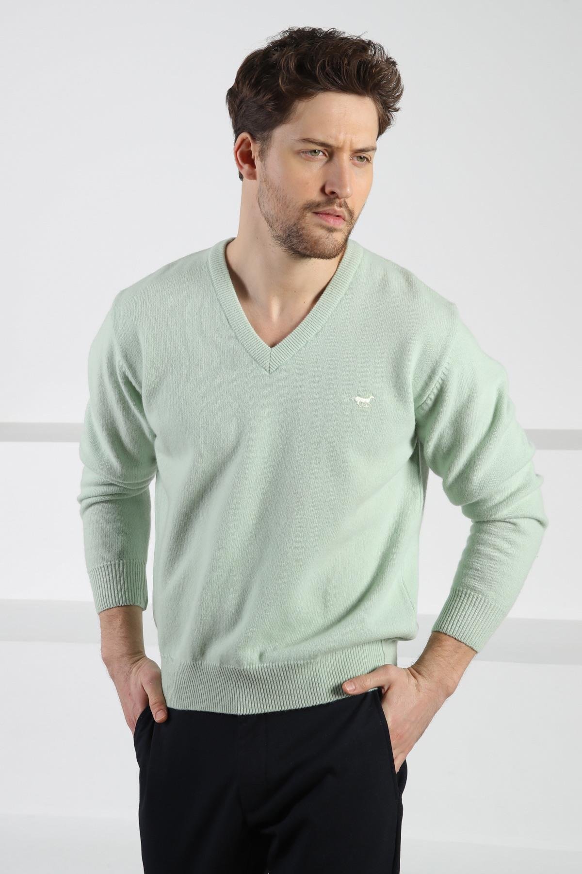 Ferraro Gin V Yaka Erkek Uzun Kollu %100 Kuzu Yünü Triko Kazak