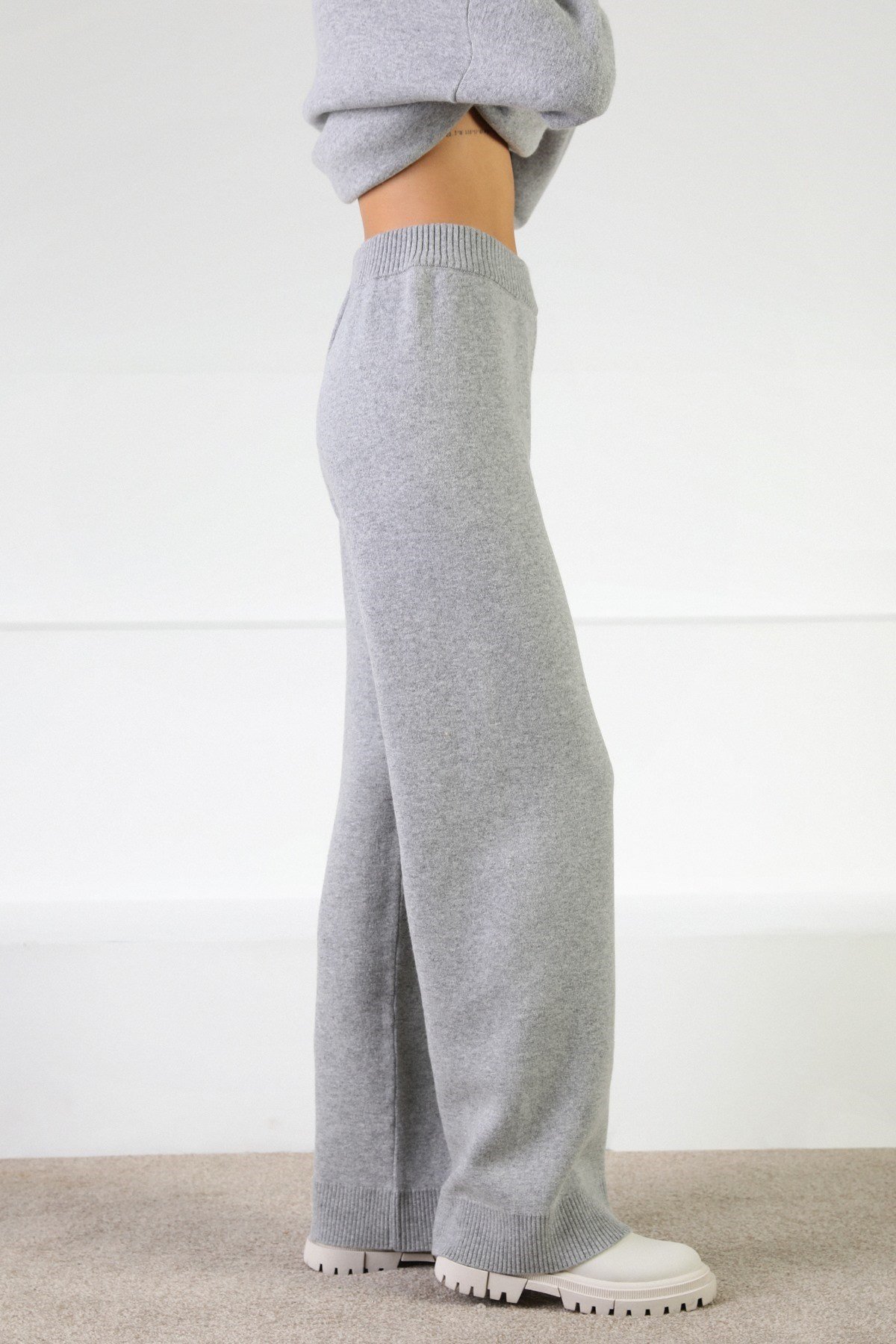 Ferraro Gri Kaşmirli Kadın Triko Pantolon