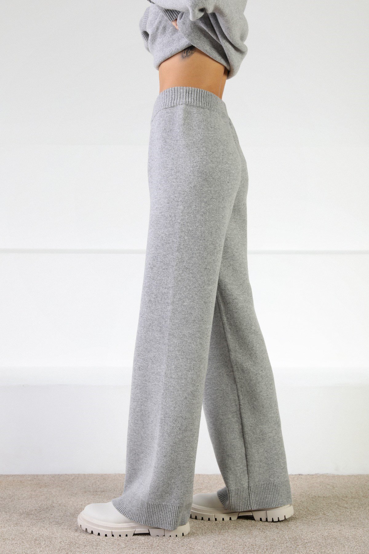 Ferraro Gri Kaşmirli Kadın Triko Pantolon