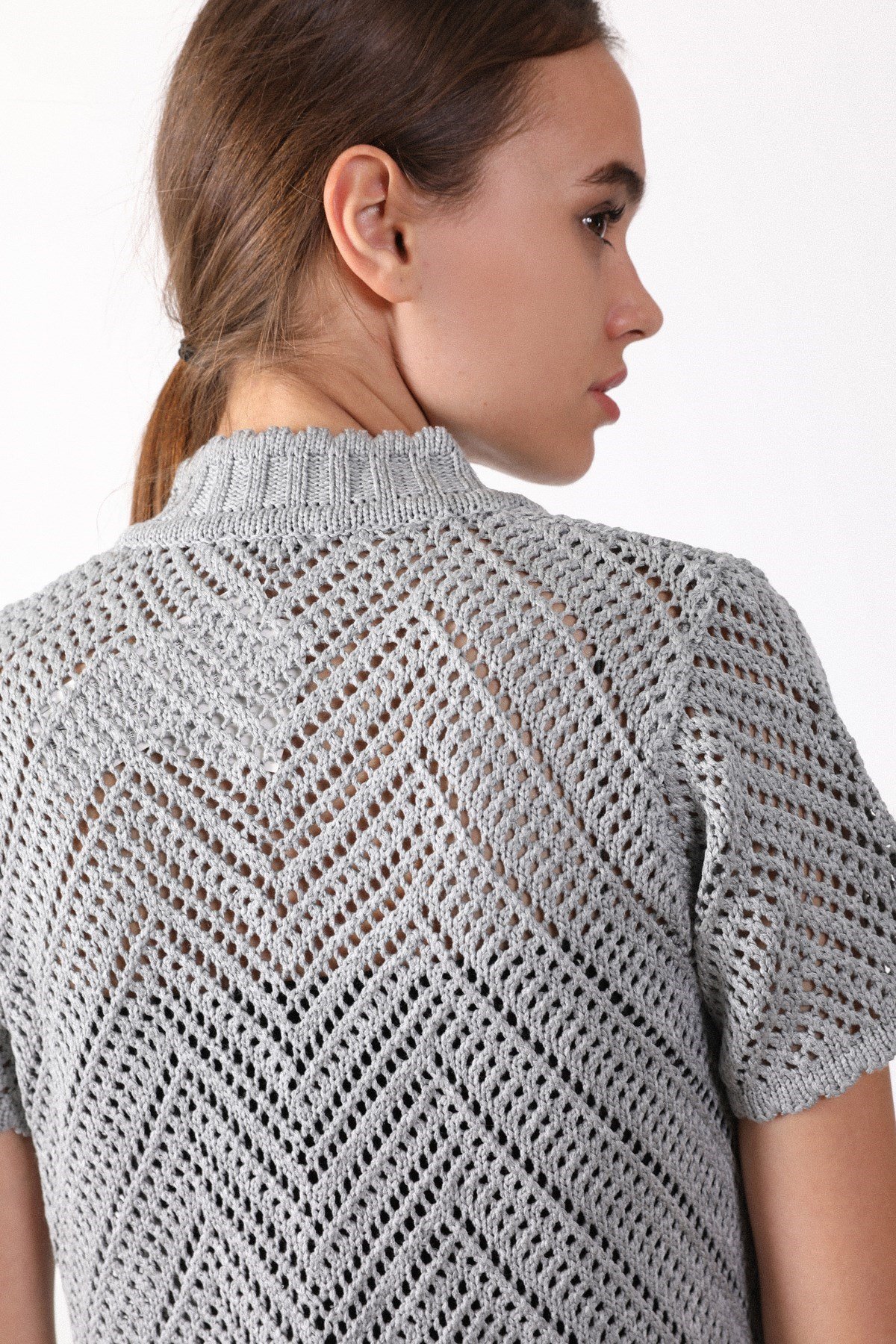 Ferraro Grimelanj Yuvarlak Yaka Pamuklu Kadın Triko Hırka