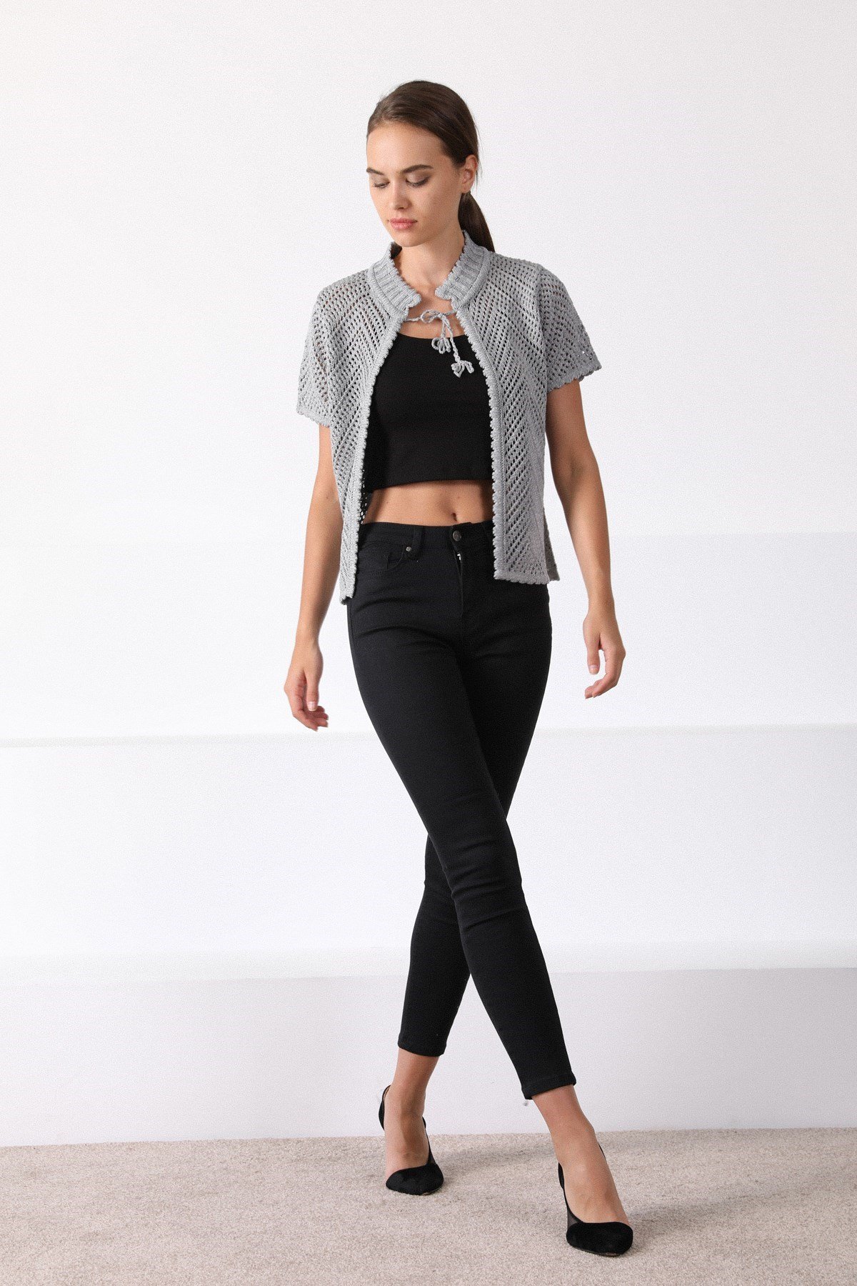 Ferraro Grimelanj Yuvarlak Yaka Pamuklu Kadın Triko Hırka