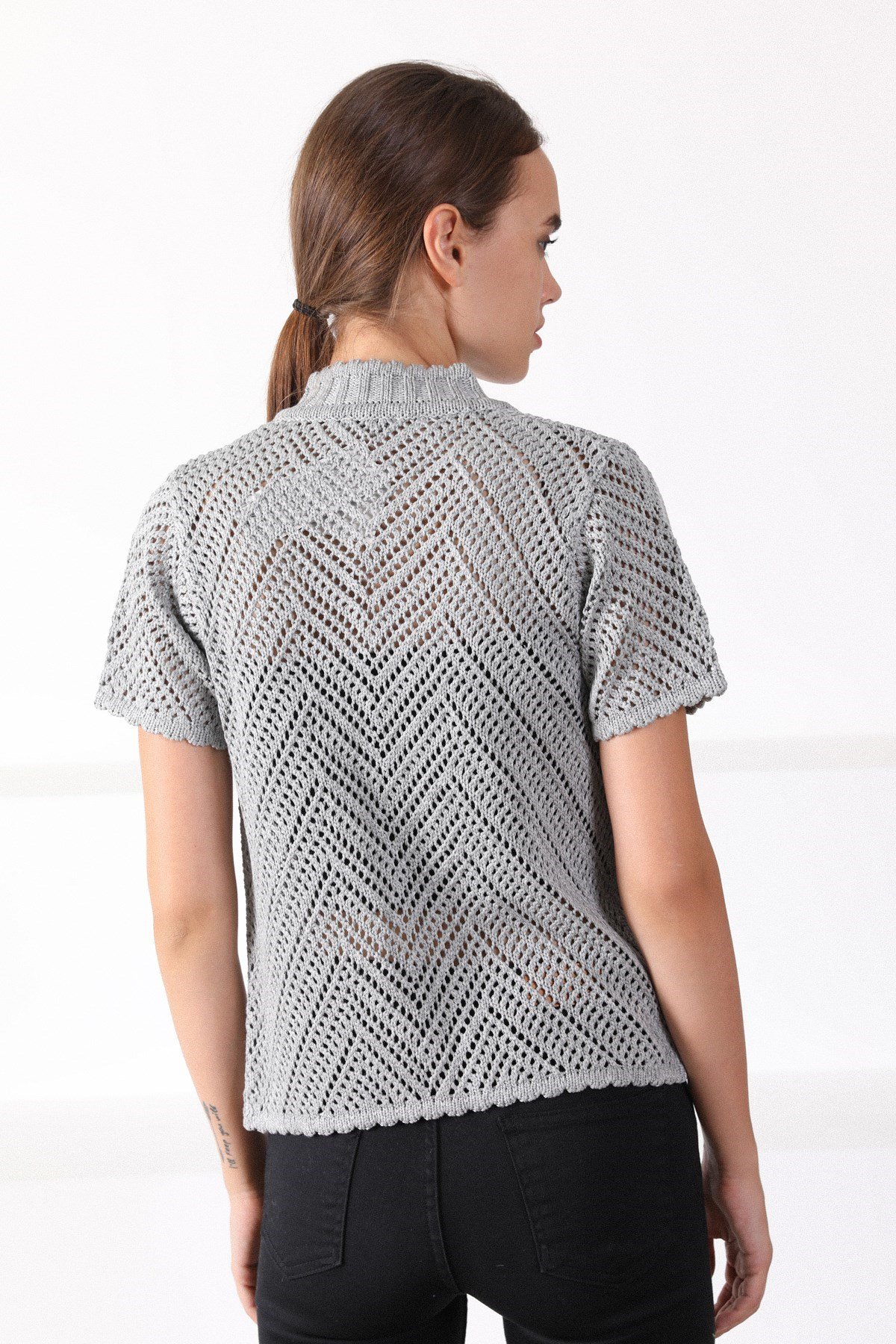 Ferraro Grimelanj Yuvarlak Yaka Pamuklu Kadın Triko Hırka