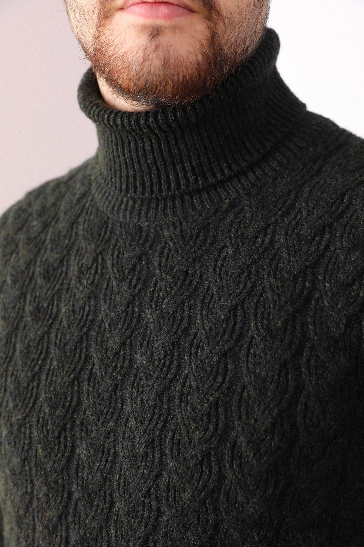 Ferraro Haki Balıkçı Yaka Erkek Triko Kazak