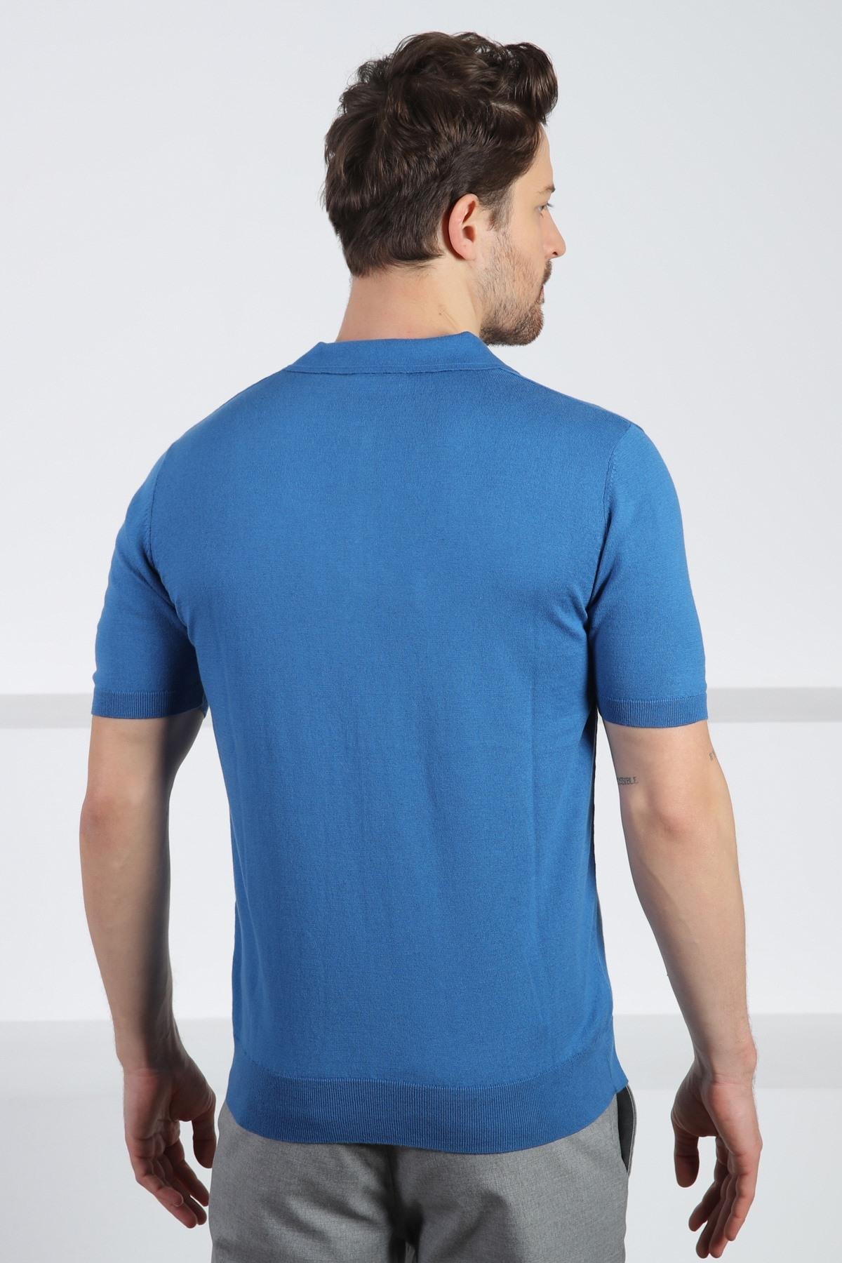 Ferraro Havacı Polo Yaka Fermuarlı Erkek Pamuk Triko T-Shirt