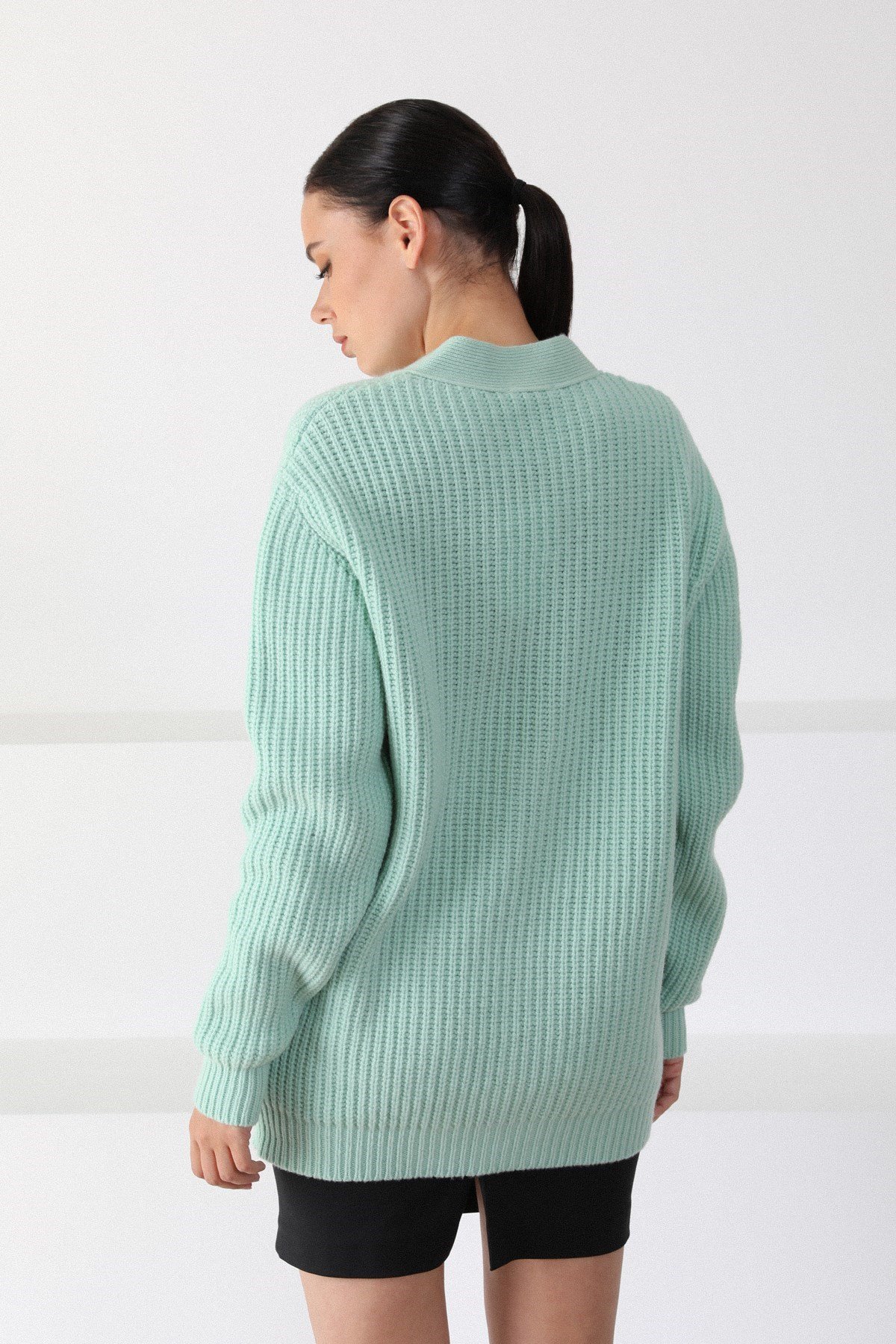 Ferraro İnfo Kuzu Yünü Oversize Kadın Triko Hırka