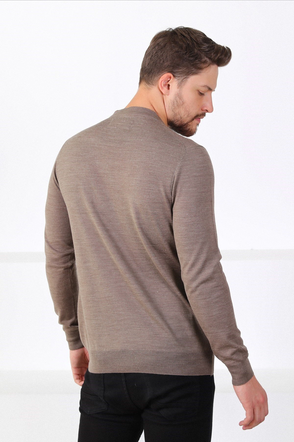 Ferraro K.Bej Bisiklet Yaka Erkek Triko Kazak