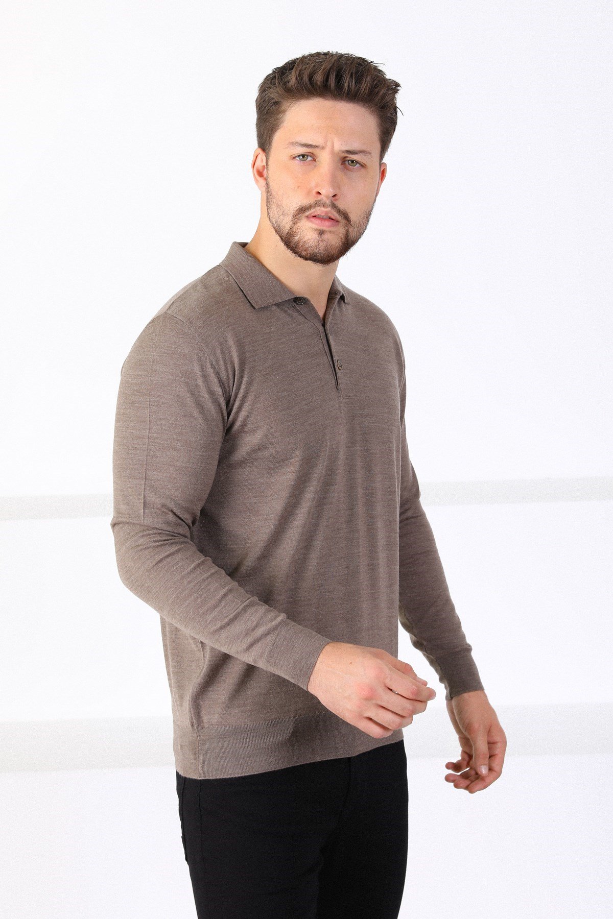 Ferraro K.Bej Polo Yaka Erkek Triko Kazak