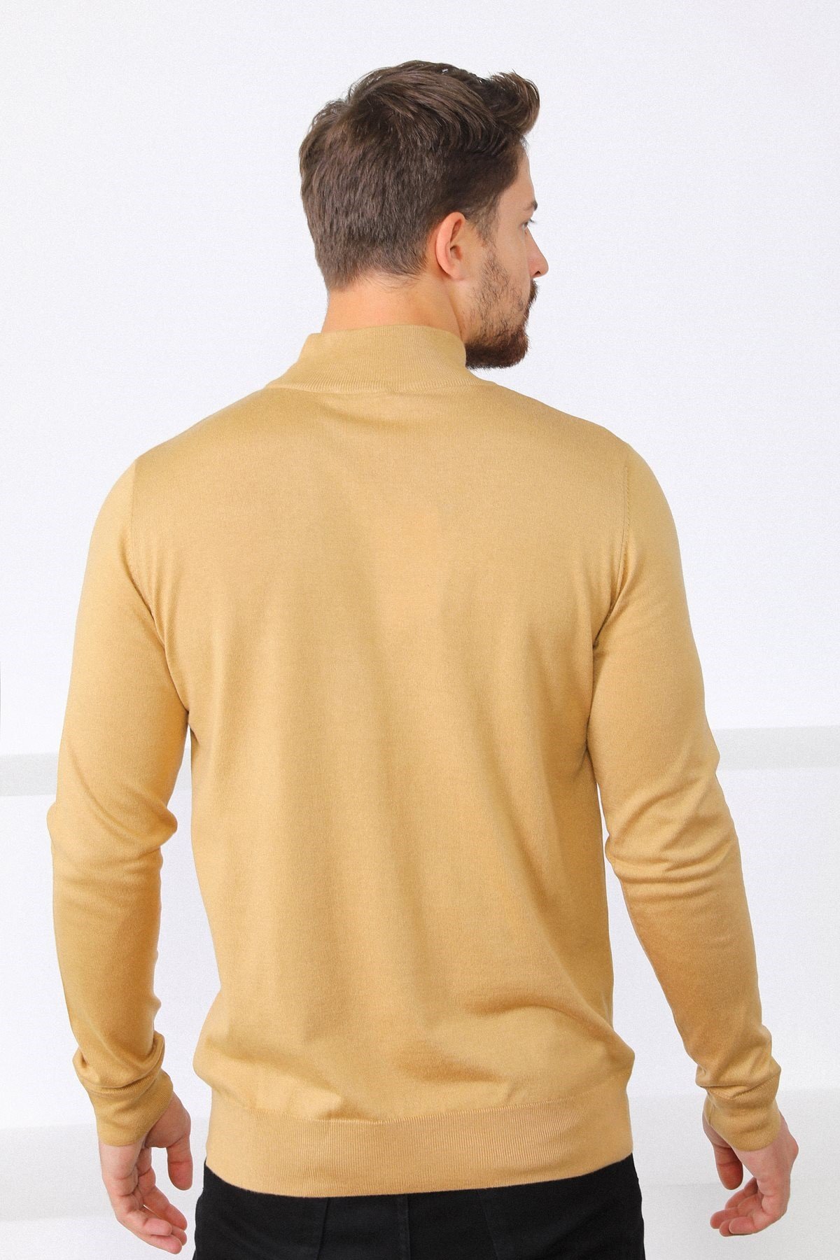 Ferraro K.Bej Yarım Balıkçı Yaka Erkek Triko Kazak