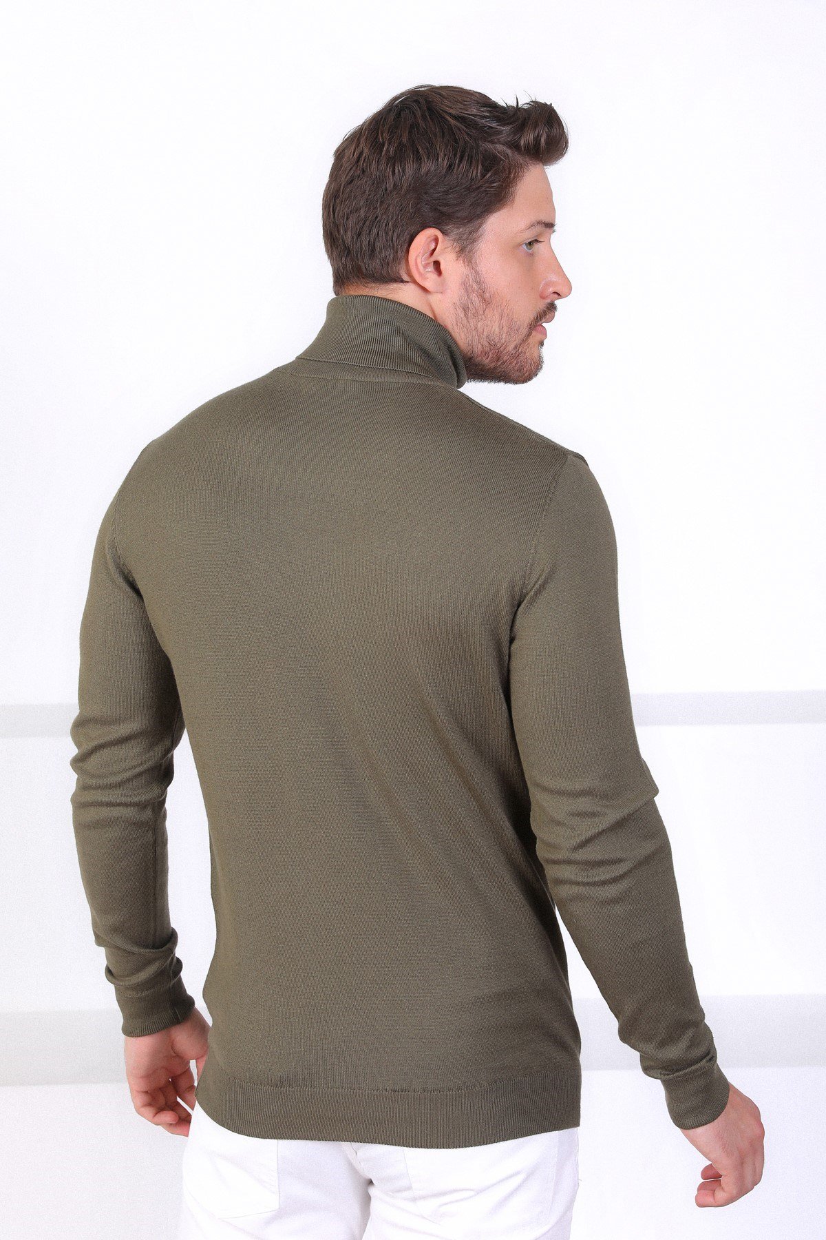 Ferraro K.Haki Balıkçı Yaka Pamuk Kazak