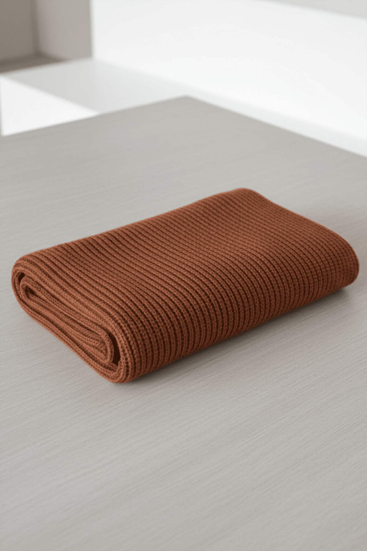 Ferraro Kahve %100 Kuzu Yünü Yumuşak Dokulu Kadın Triko Atkı