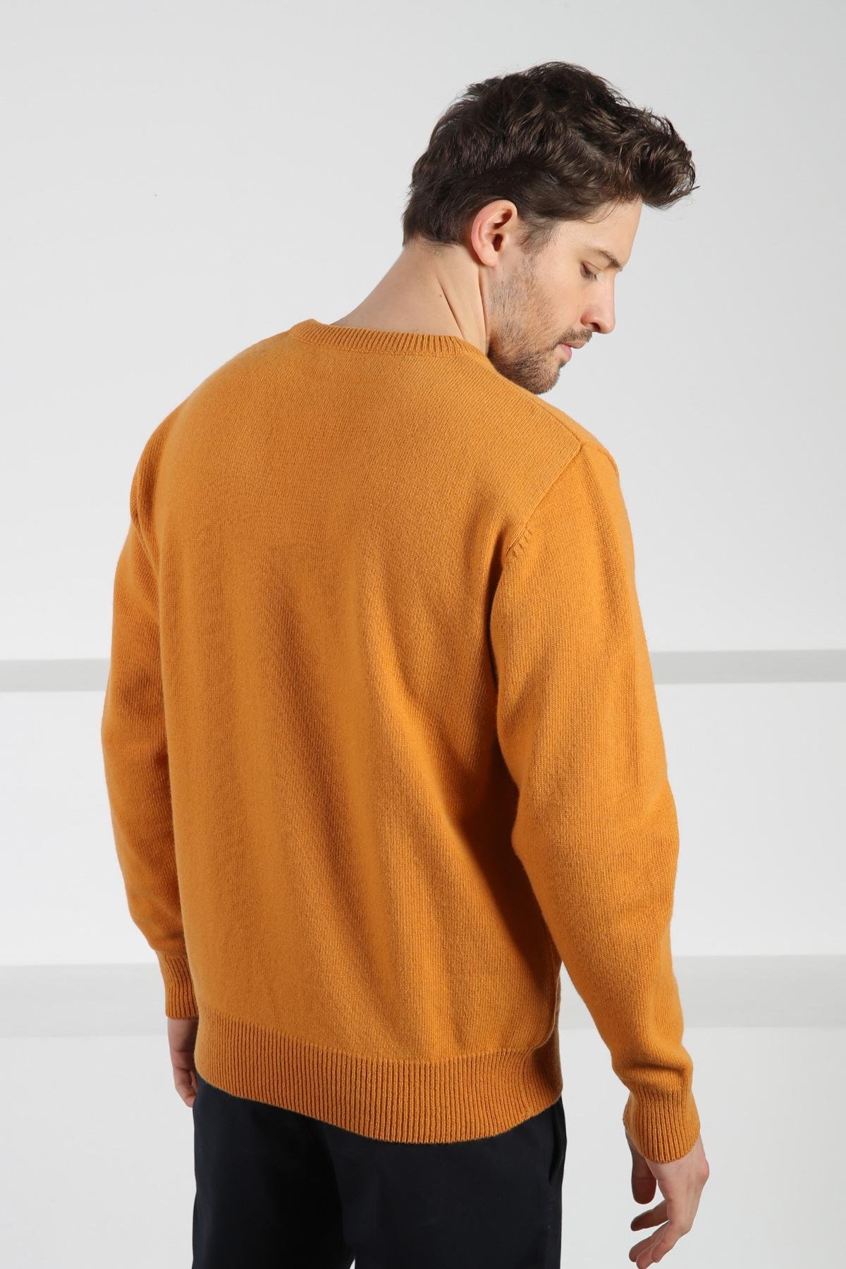 Ferraro Kavuniçi V Yaka Erkek Uzun Kollu %100 Kuzu Yünü Triko Kazak