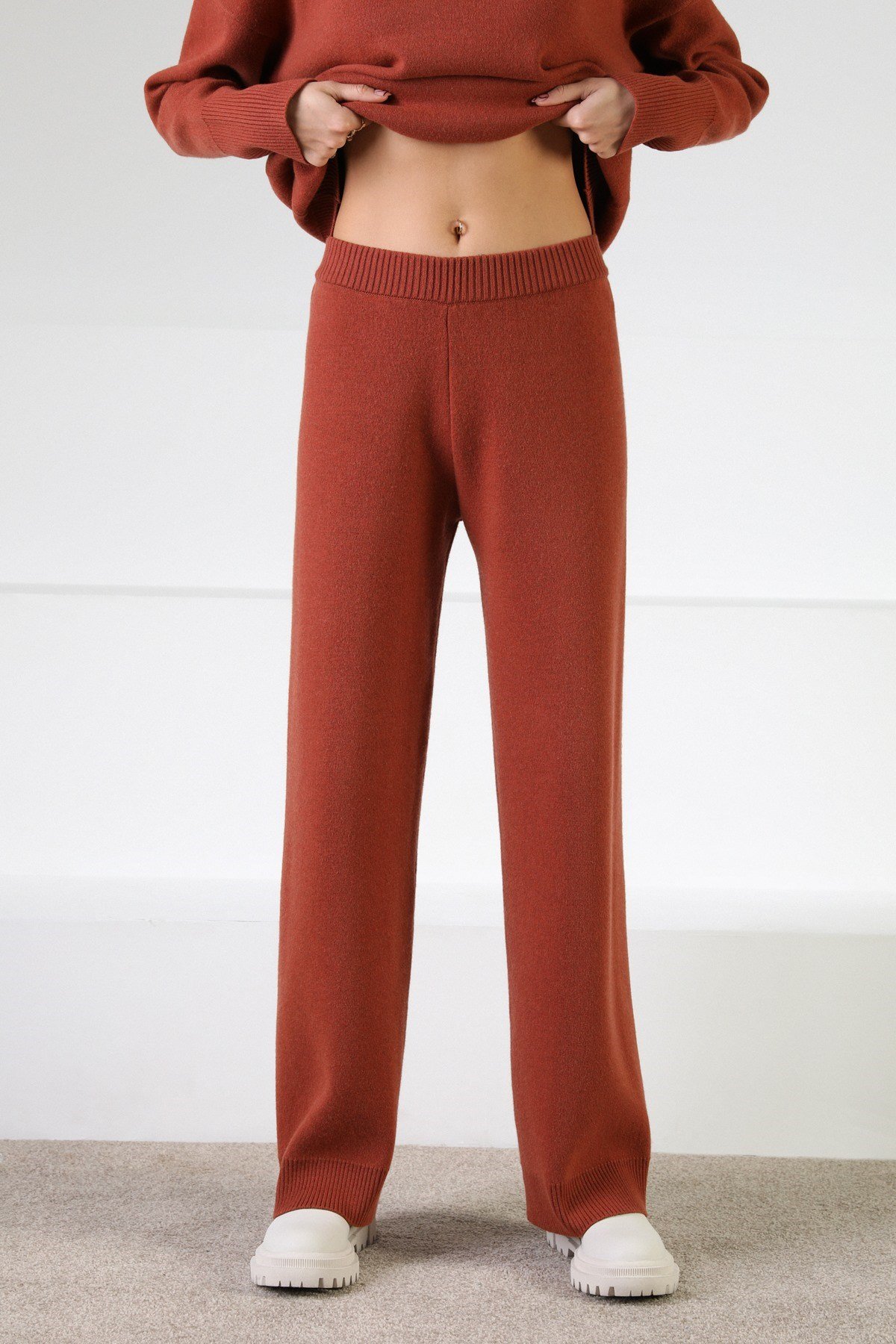 Ferraro Kiremit Kaşmirli Kadın Triko Pantolon