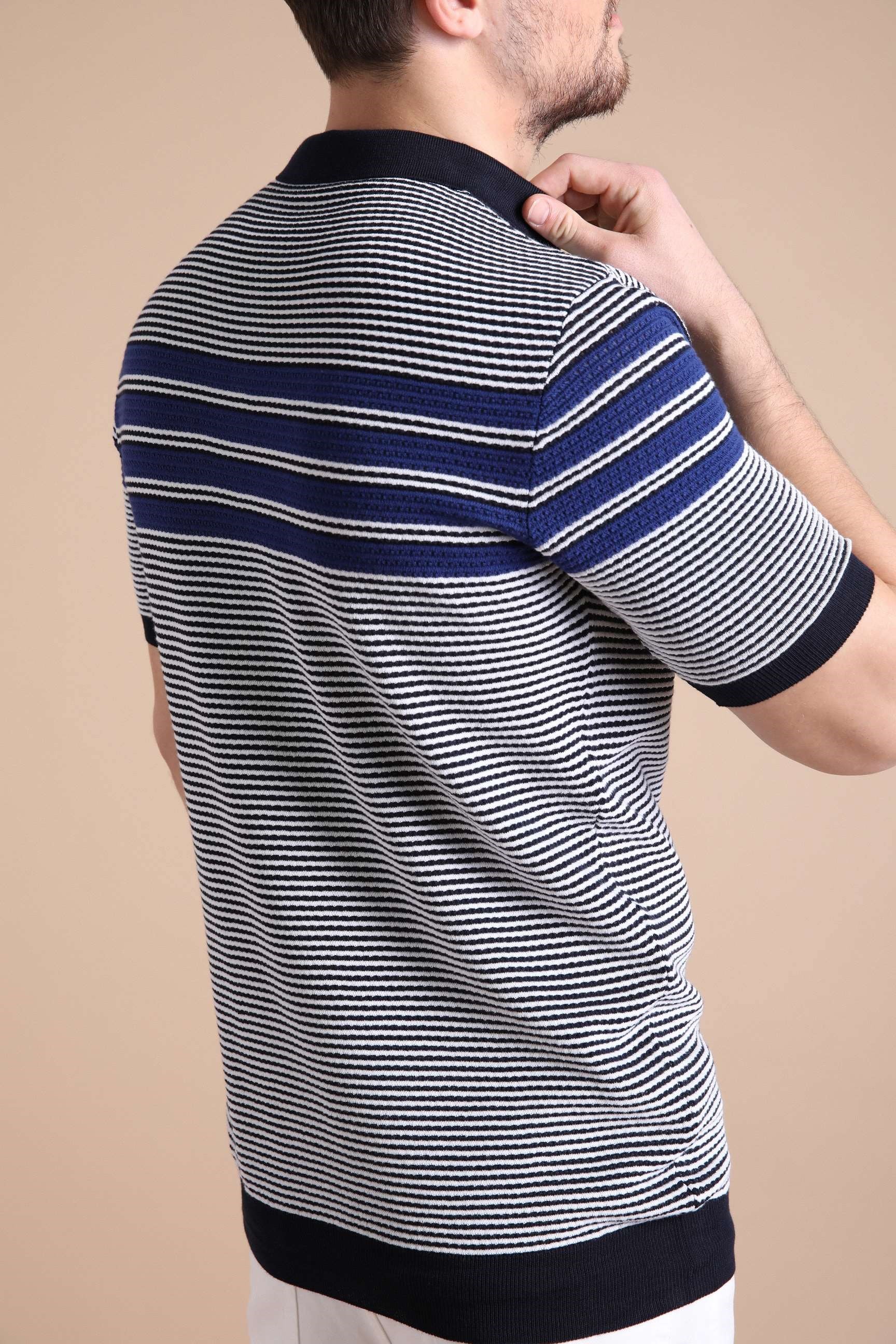 Ferraro Laci/Marin Polo Yaka Fermuarlı Erkek Pamuk Triko T-Shirt