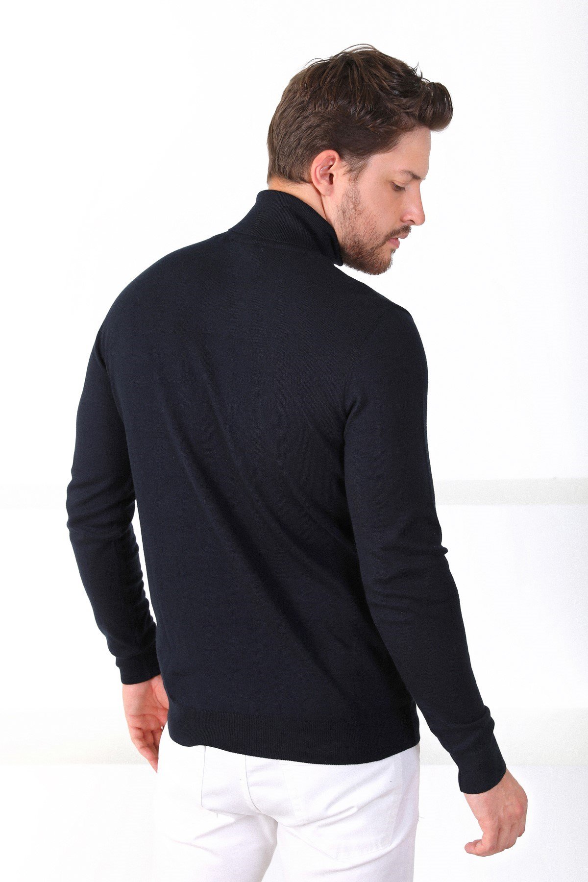 Ferraro Lacivert Balıkçı Yaka Pamuk Kazak