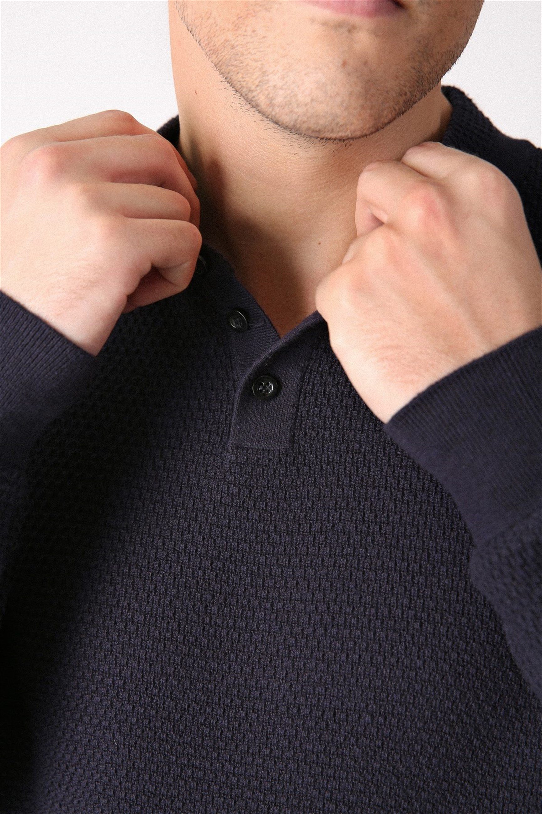 Ferraro Lacivert Bisiklet Yaka Erkek Pamuk Kazak