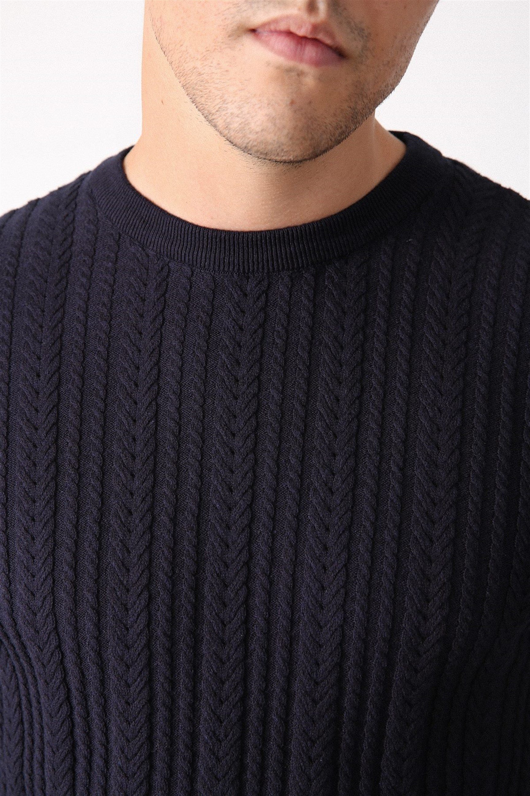 Ferraro Lacivert Bisiklet Yaka Erkek Pamuk Kazak