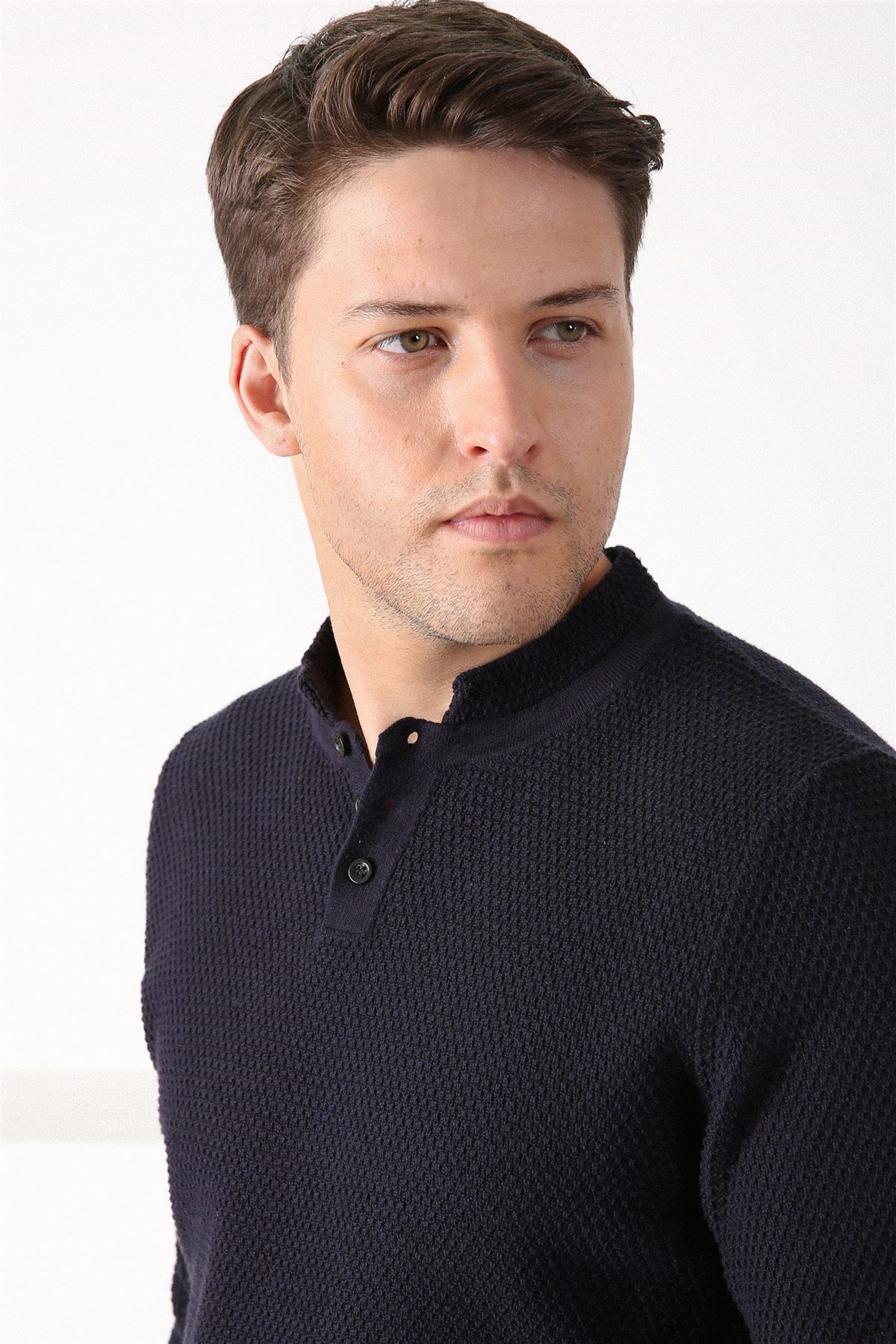 Ferraro Lacivert Bisiklet Yaka Erkek Pamuk Kazak