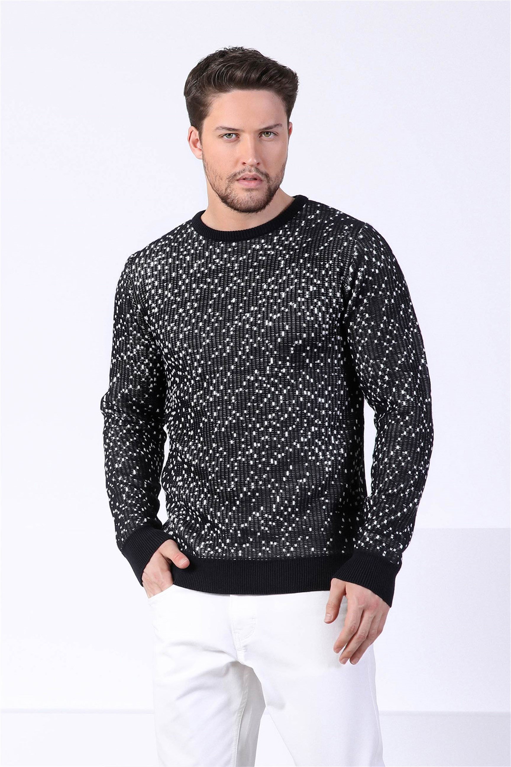 Ferraro Lacivert Bisiklet Yaka Erkek Yün Kazak