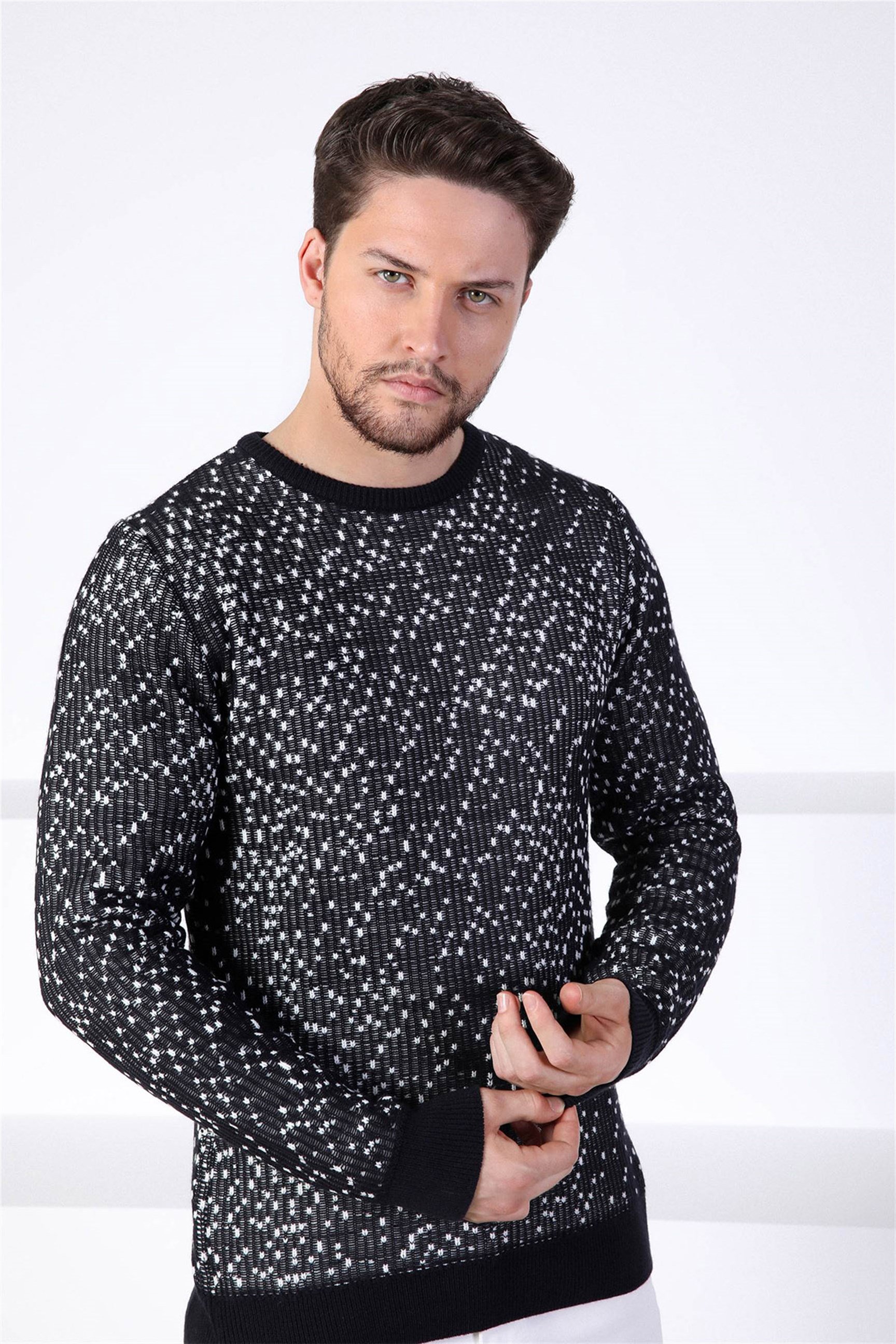 Ferraro Lacivert Bisiklet Yaka Erkek Yün Kazak