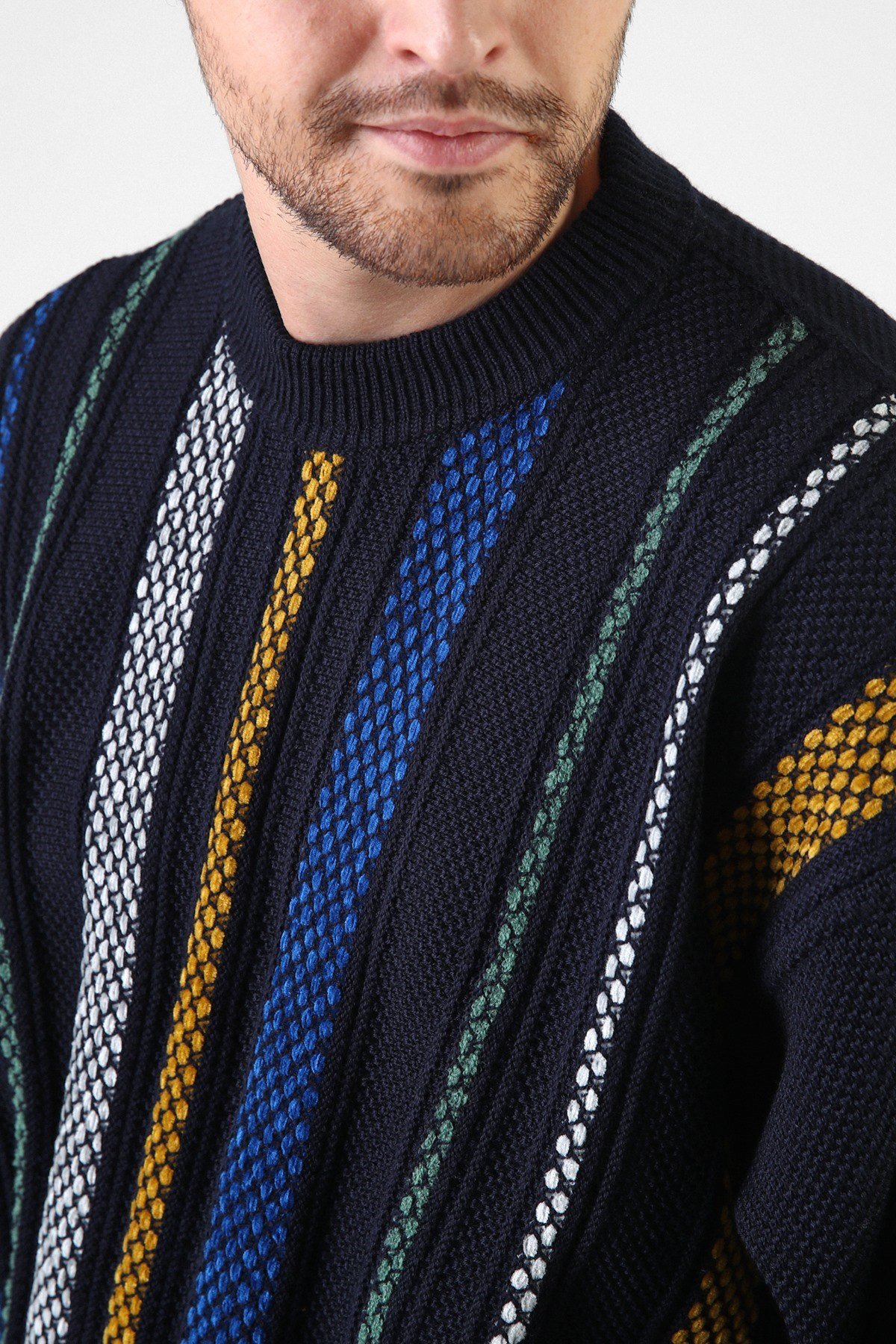 Ferraro Lacivert Bisiklet Yaka Yünlü Erkek Kazak