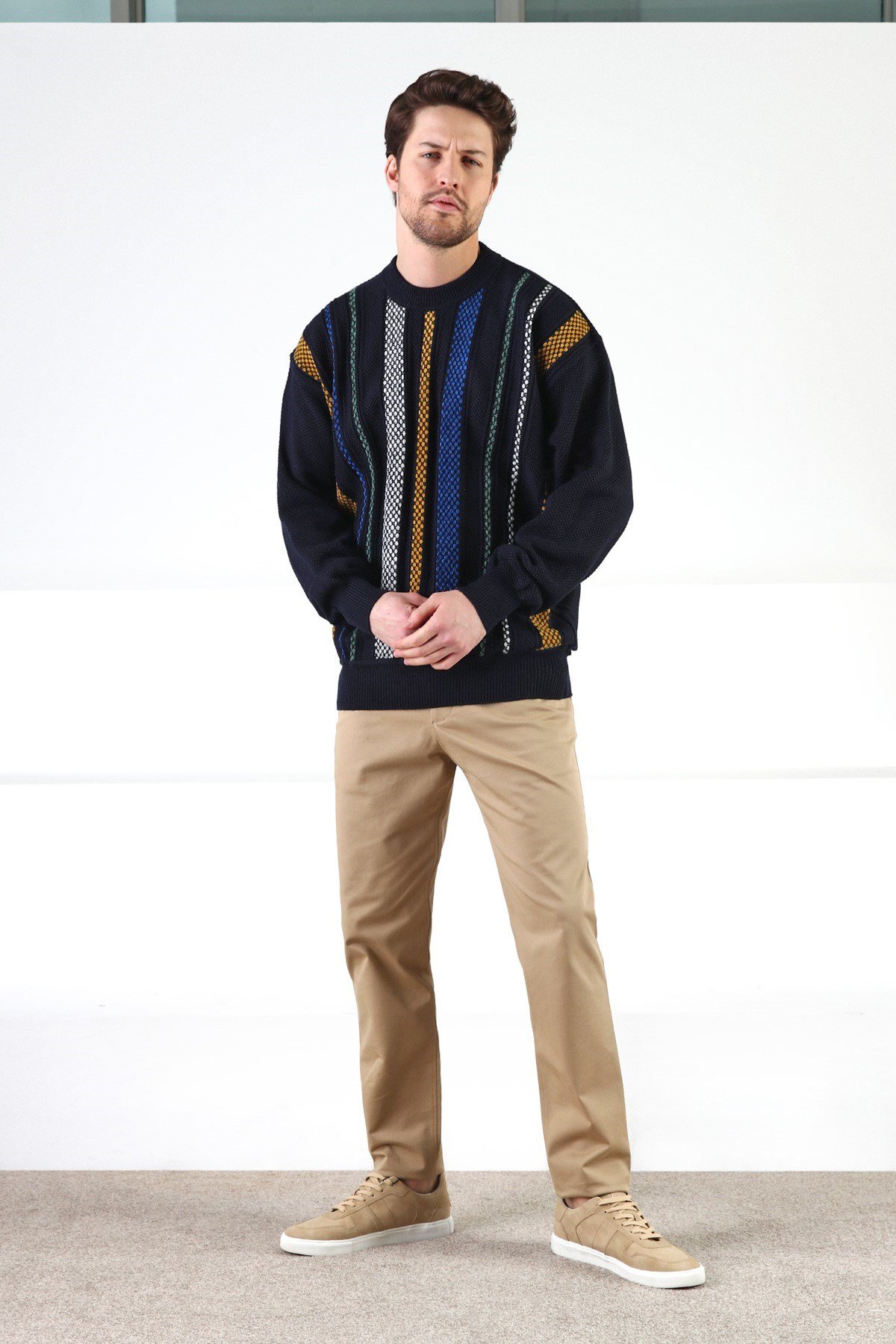 Ferraro Lacivert Bisiklet Yaka Yünlü Erkek Kazak