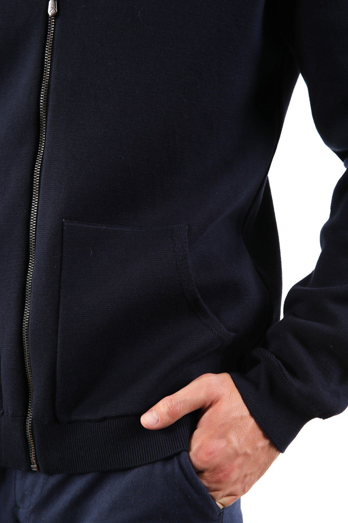 Ferraro Lacivert Çift Cep %100 Pamuk Erkek Triko Hırka