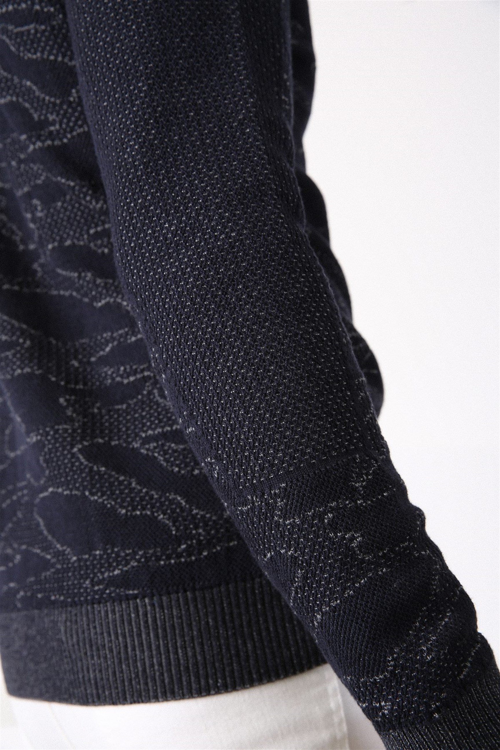 Ferraro Lacivert Desenli Bisiklet Yaka Erkek Pamuk Kazak