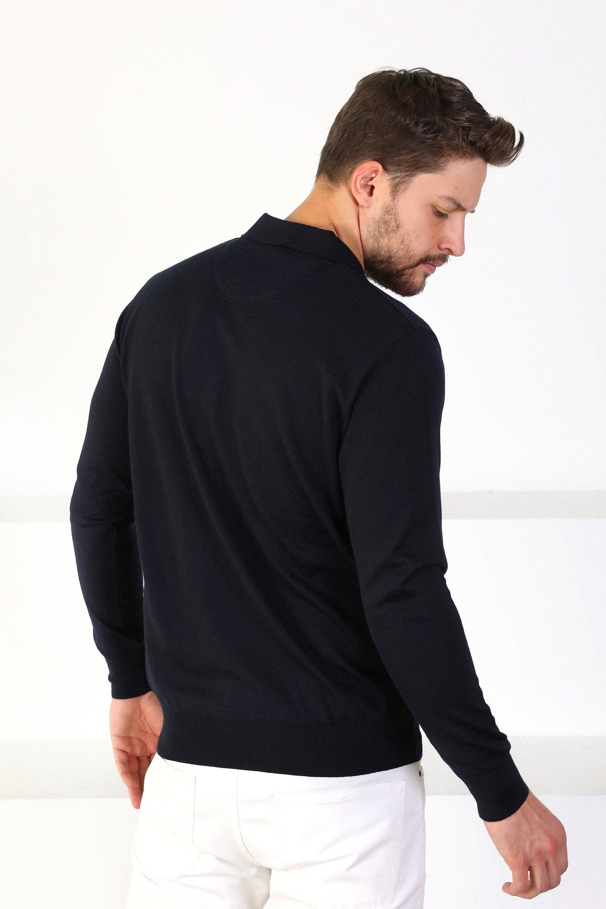 Ferraro Lacivert Polo Yaka Erkek Triko Kazak