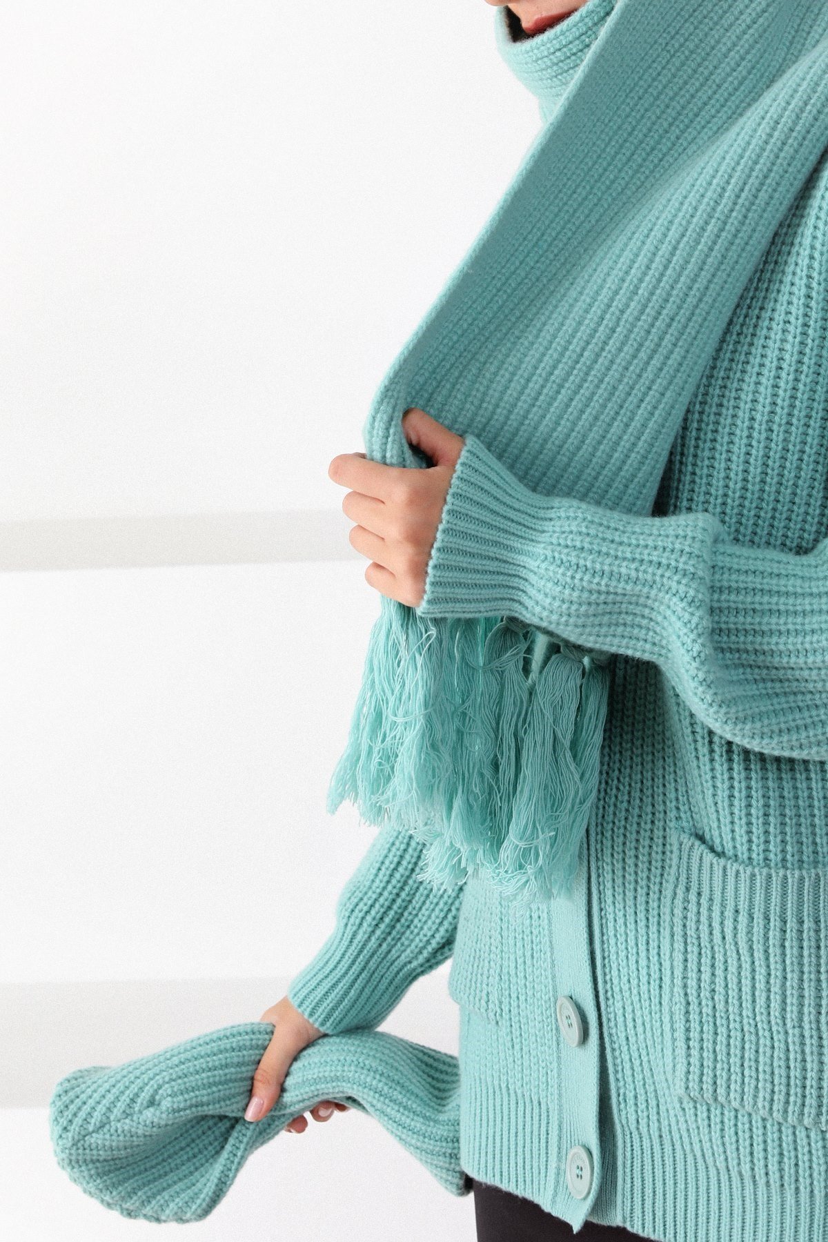 Ferraro Lift Kuzu Yünü Kadın Atkı Bere Takımı