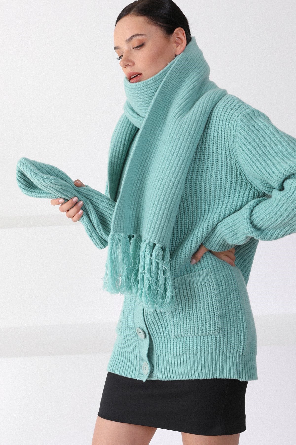 Ferraro Lift Kuzu Yünü Kadın Atkı Bere Takımı