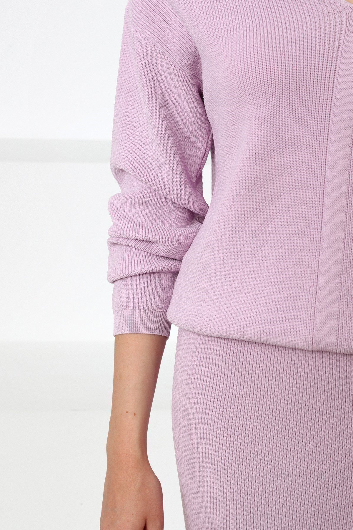 Ferraro Lila V Yaka Kadın Triko Kazak