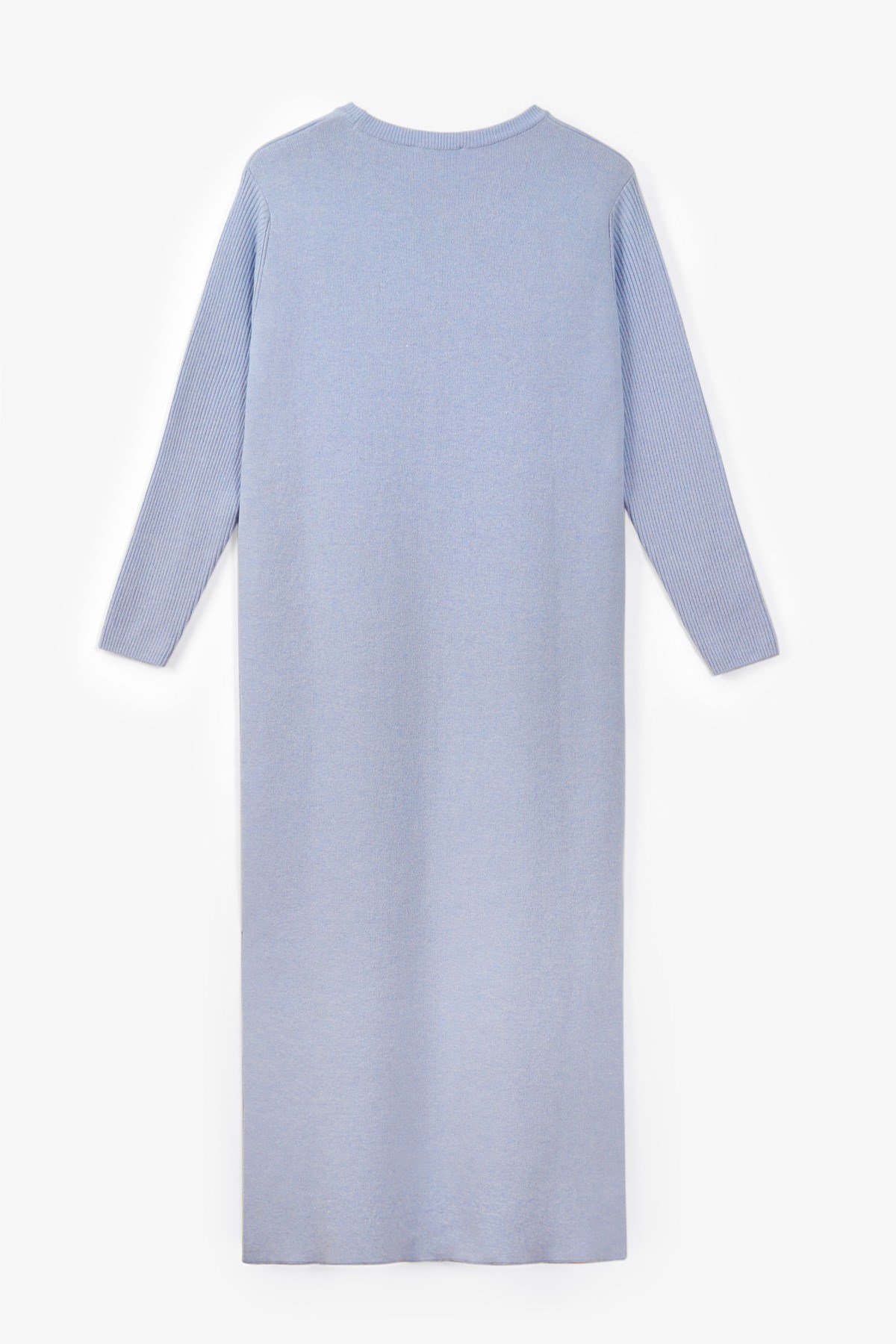 Ferraro Lila Yandan Yırtmaçlı Midi Boy Kaşmirli Kadın Triko Elbise