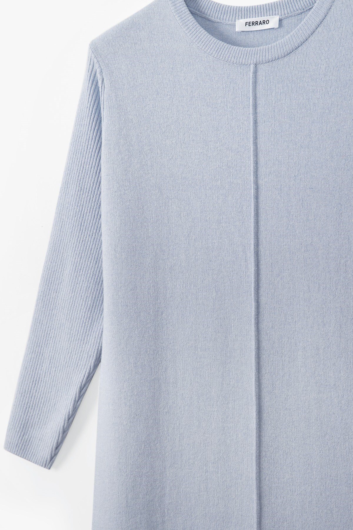 Ferraro Mavi Yandan Yırtmaçlı Midi Boy Kaşmirli Kadın Triko Elbise