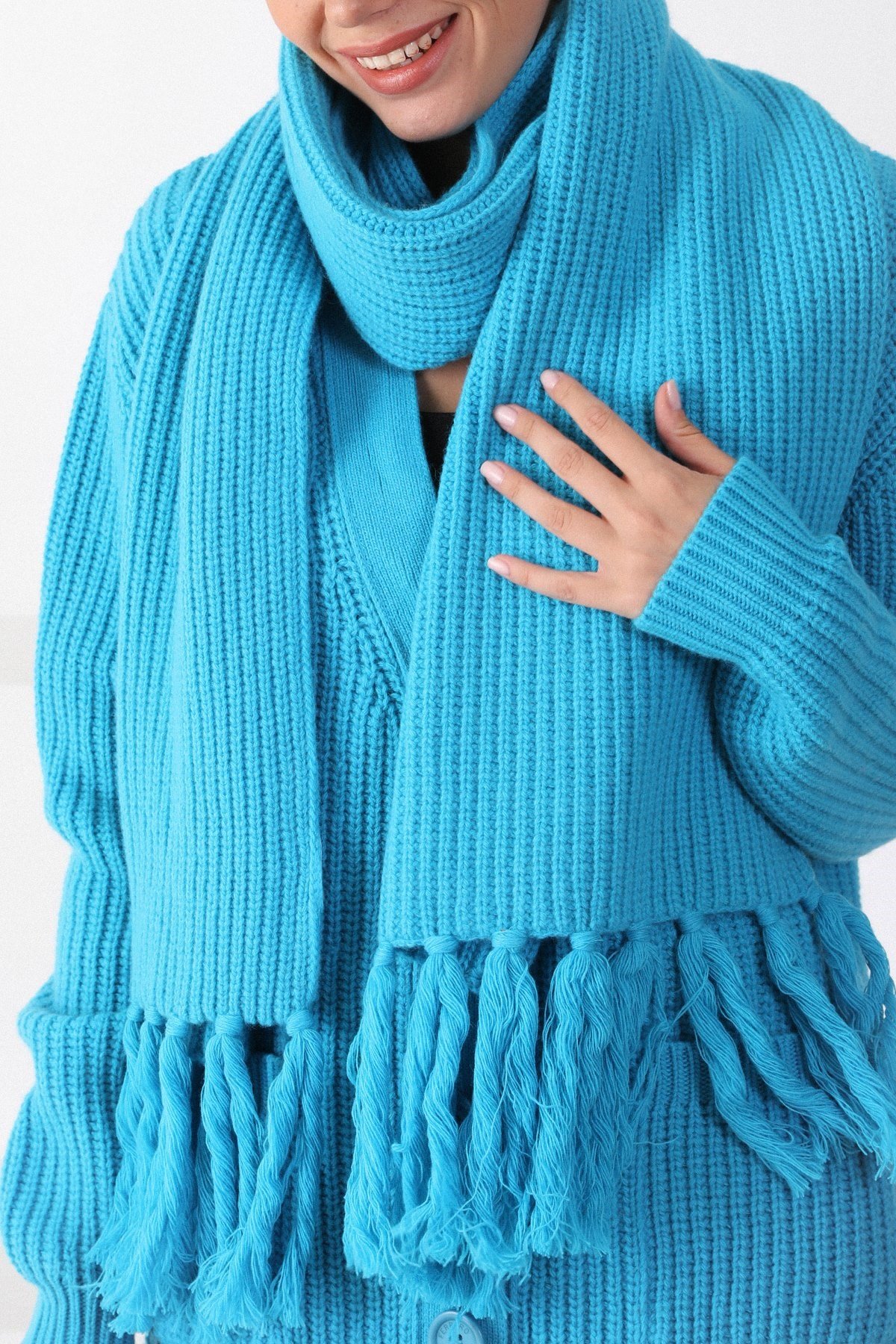 Ferraro Mose Kuzu Yünü Kadın Atkı Bere Takımı