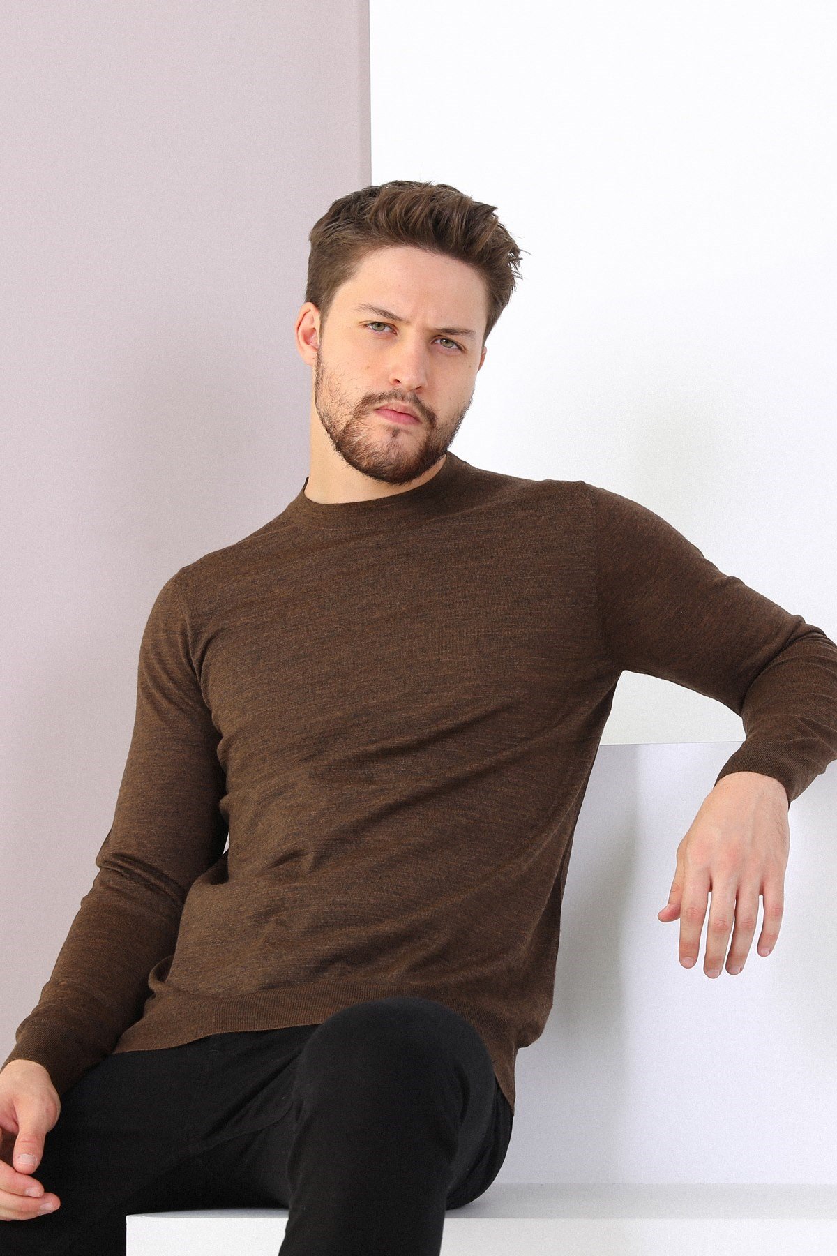 Ferraro Nescafe Bisiklet Yaka Erkek Triko Kazak