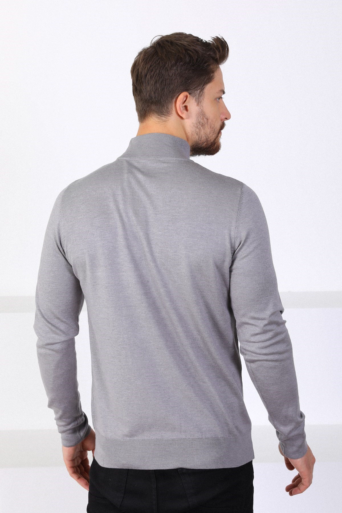 Ferraro O.Gri Yarım Balıkçı Yaka Erkek Triko Kazak