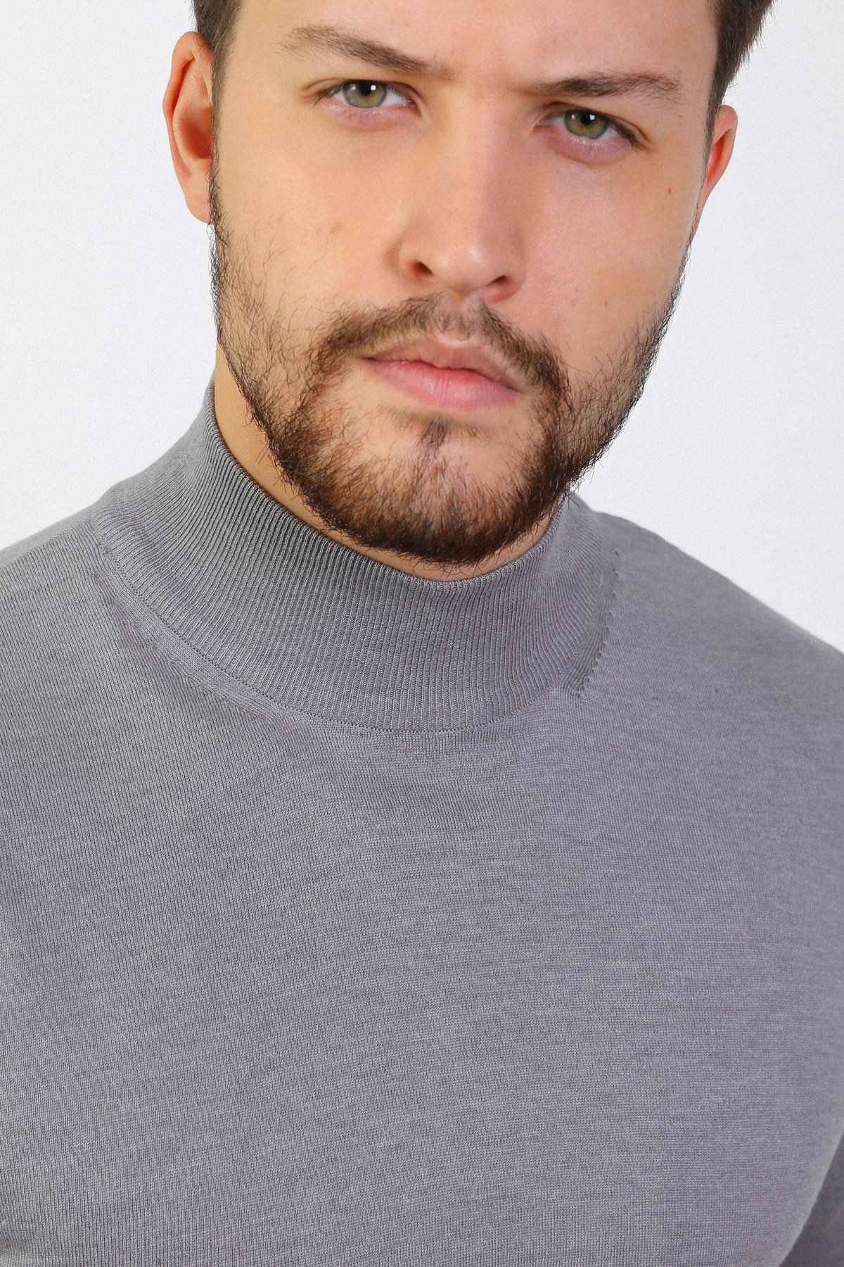 Ferraro O.Gri Yarım Balıkçı Yaka Erkek Triko Kazak